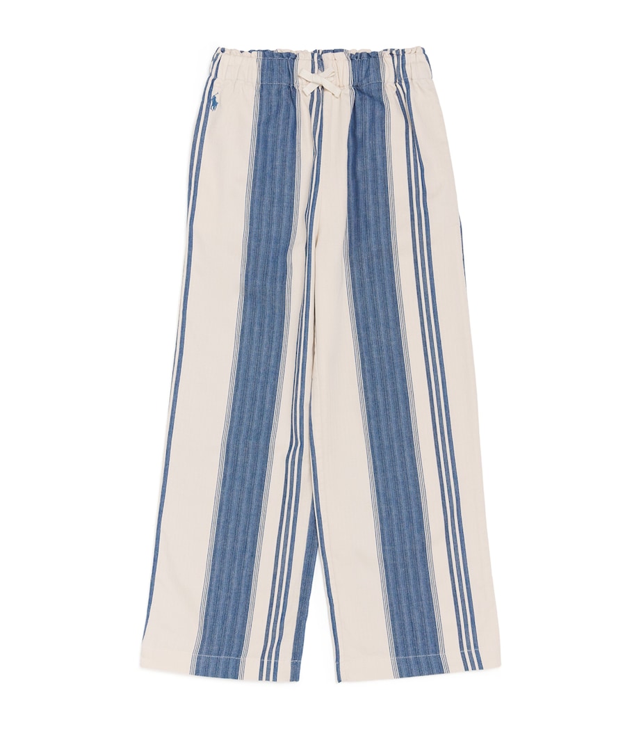 Cotton Stripe Trousers (7-16 Years) CRM/BLU Image 1