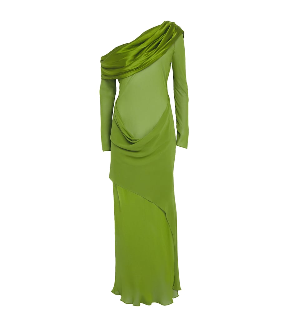 Silk Draped Shawl Maxi Dress CACTUS Image 1