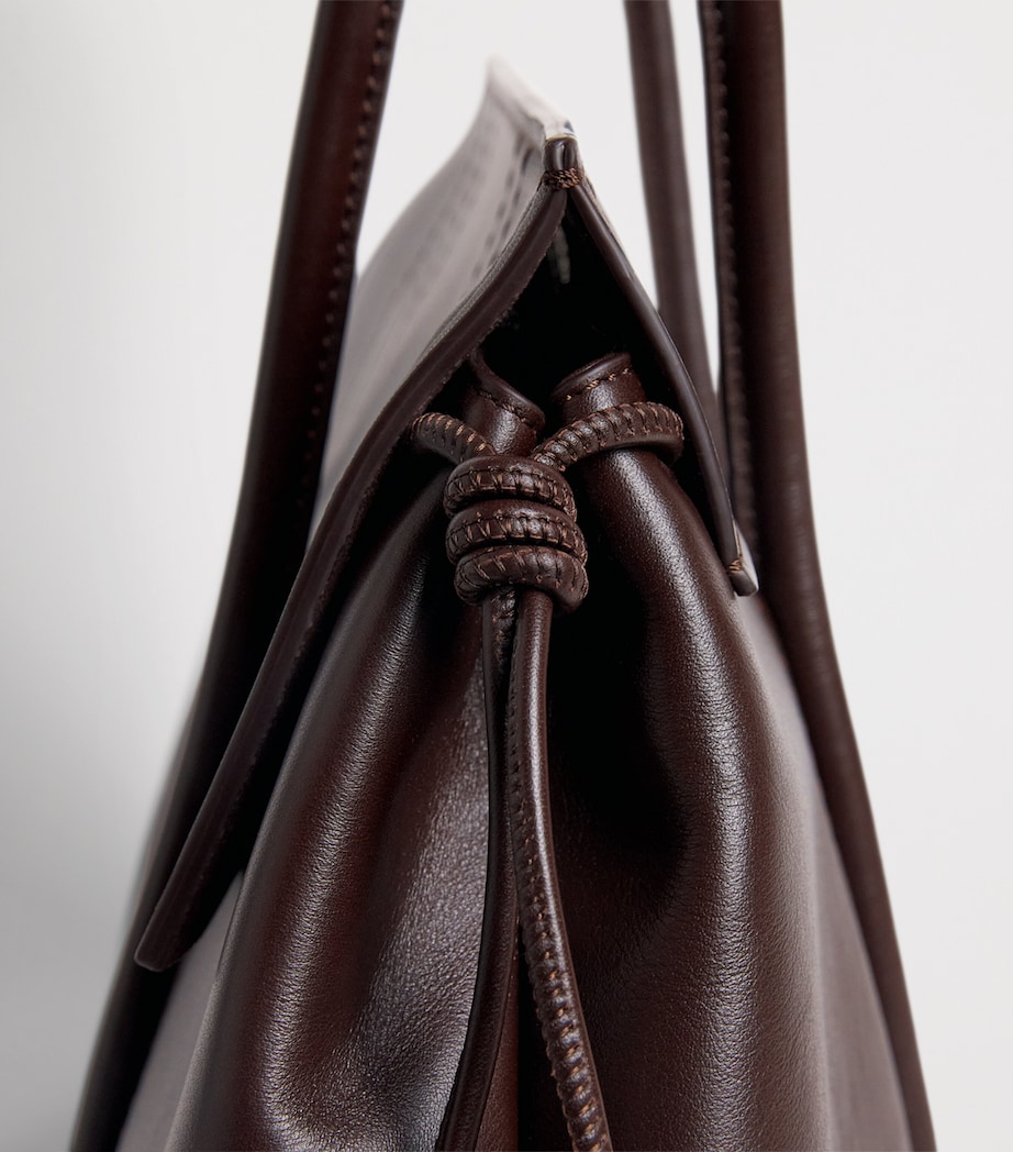 Harrods Medium Leather Marcie Tote Bag Brown Image 6