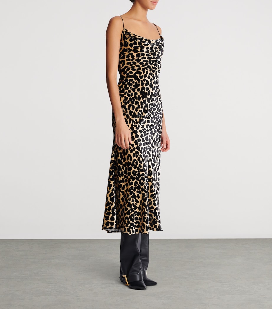 Velvet Leopard Print Midi Dress GBA BEIGE/NOIR Image 4