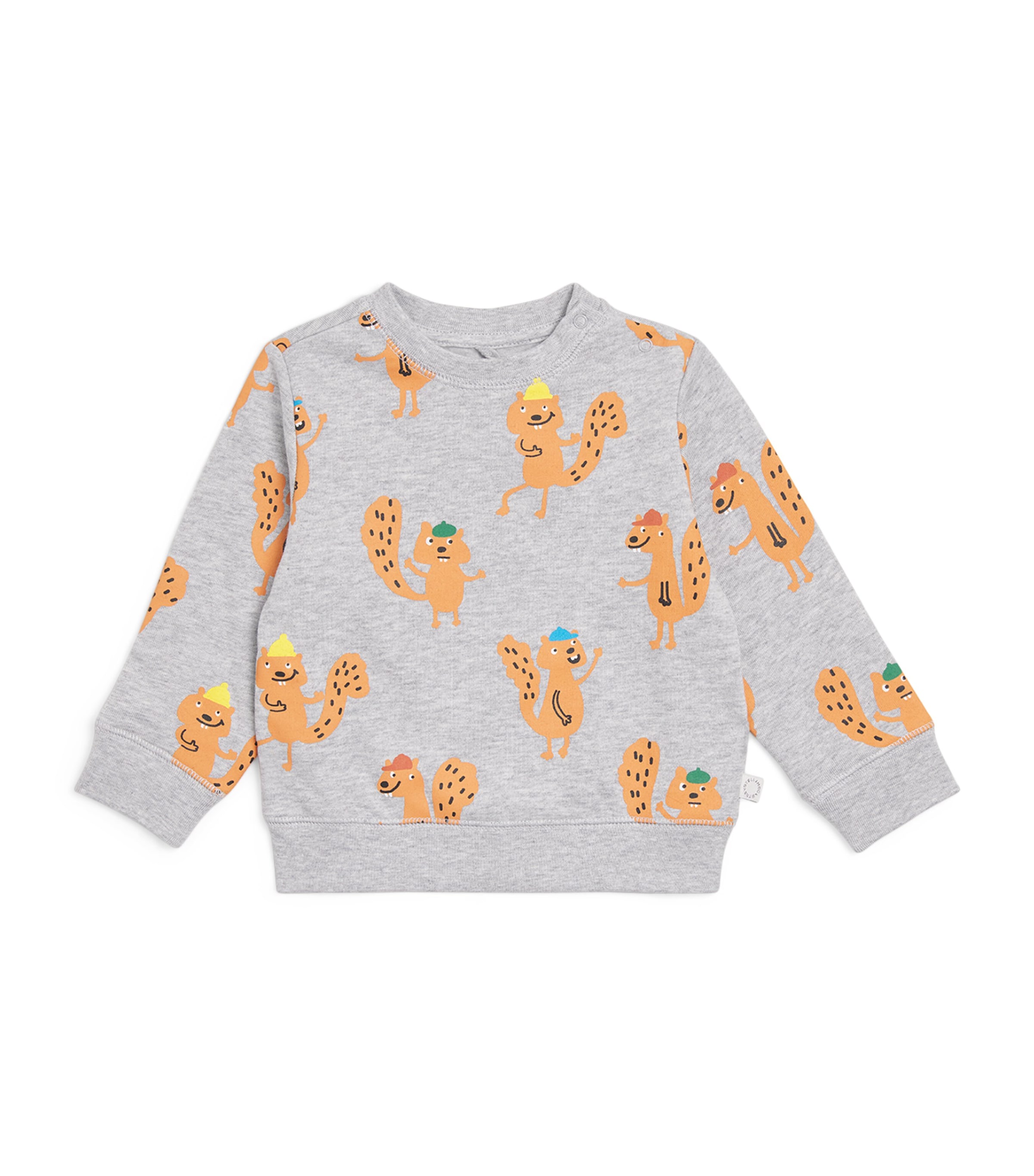 Stella Mccartney Organic Cotton Squirrel Sweatshirt In Gray