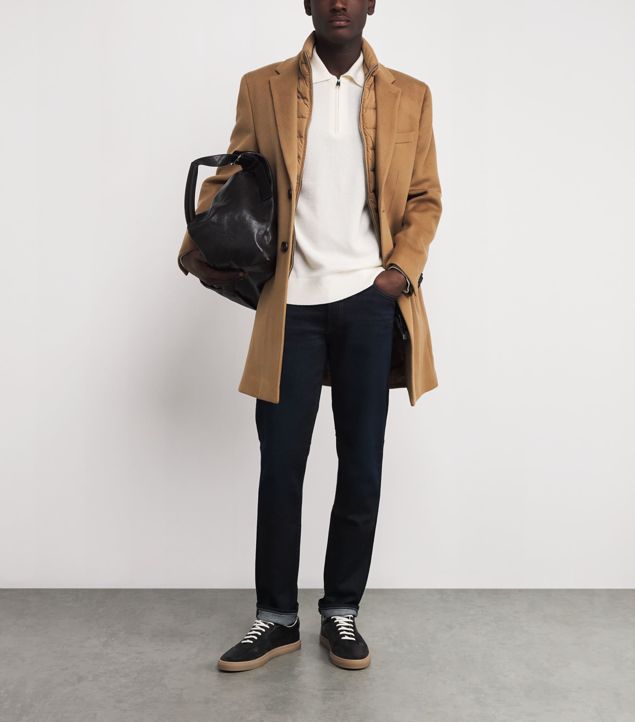 Wool Removable-Bib Coat OTTER A Image 2