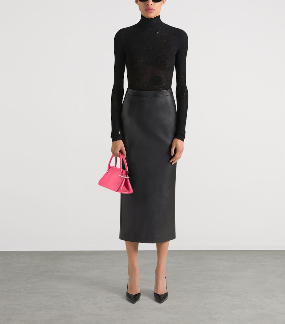 Mini Leather Pinch Top-Handle Bag BRIGHT PEACH Image 2