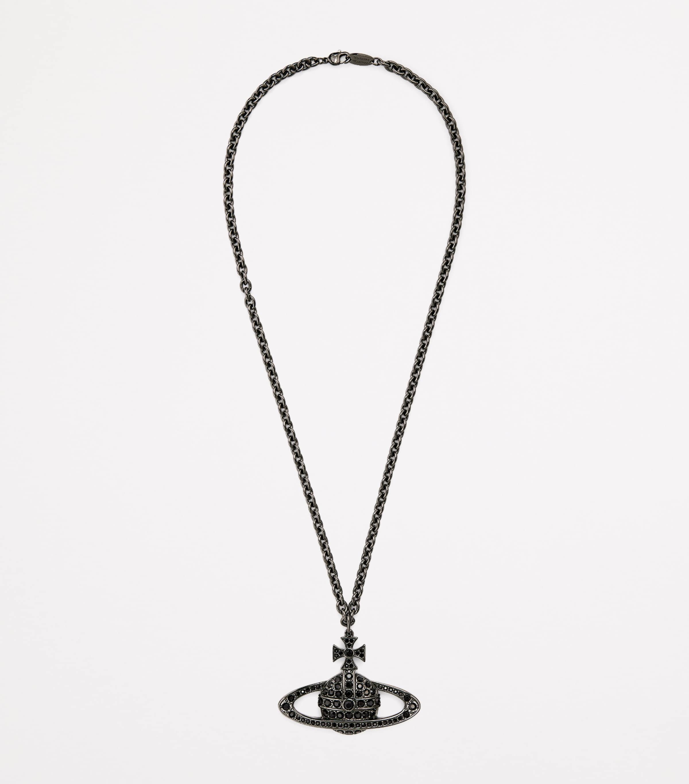Vivienne Westwood Embellished Bas Relief Necklace Ruthenium Jet Image 3