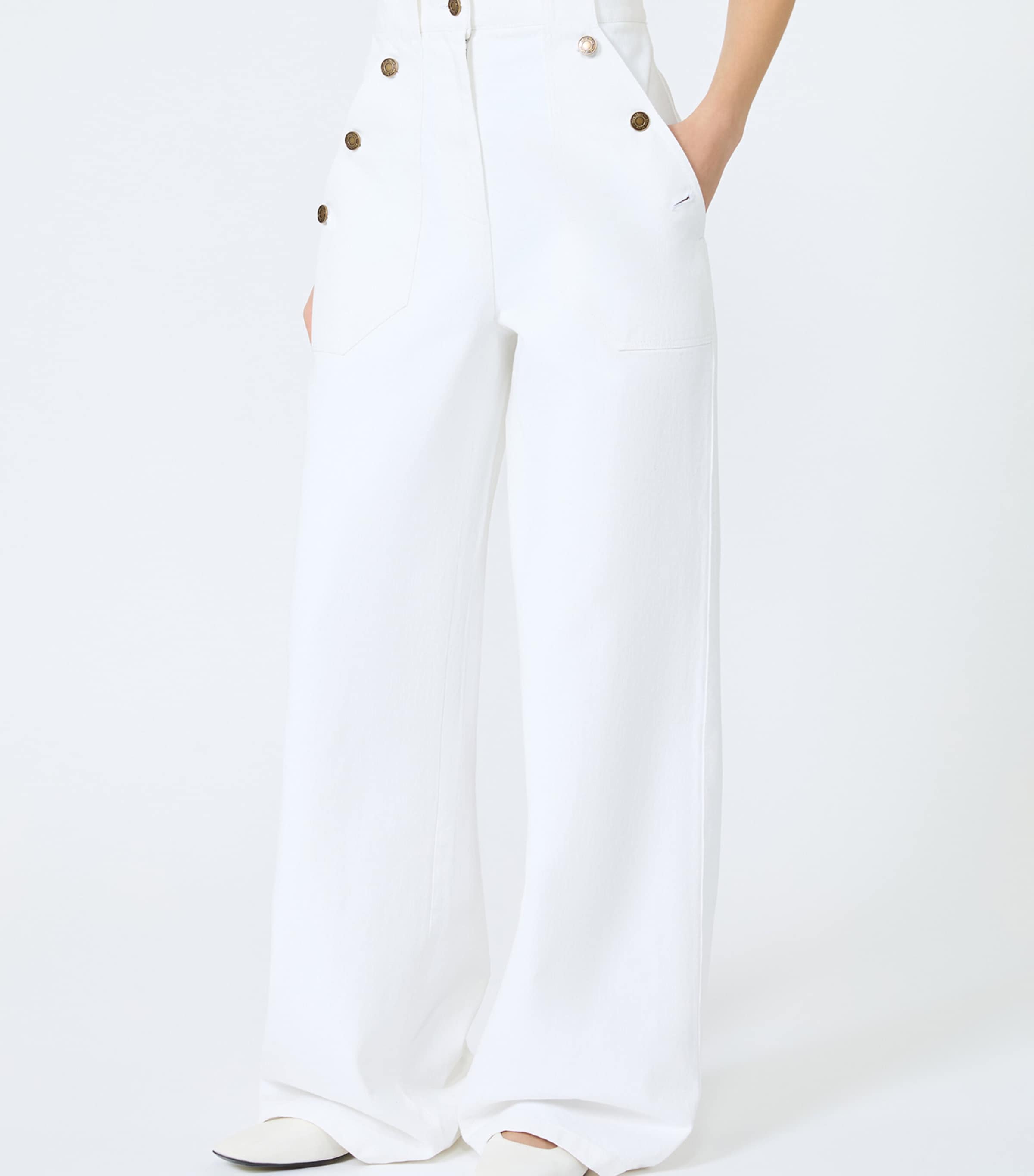 Max Mara Womens Cotton Wide-Leg Trousers White Image 3