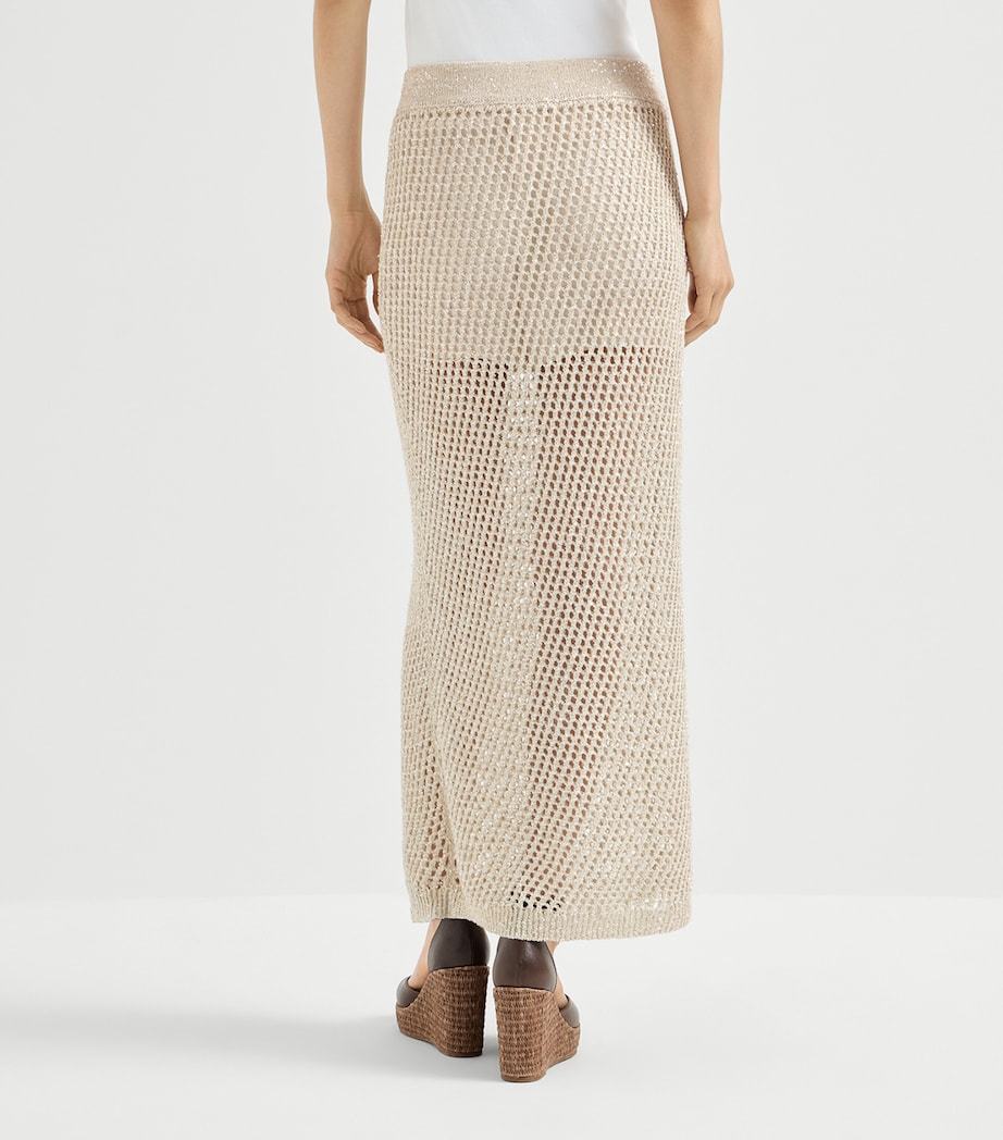 Brunello Cucinelli Womens Embellished Knit Maxi Skirt Image 5
