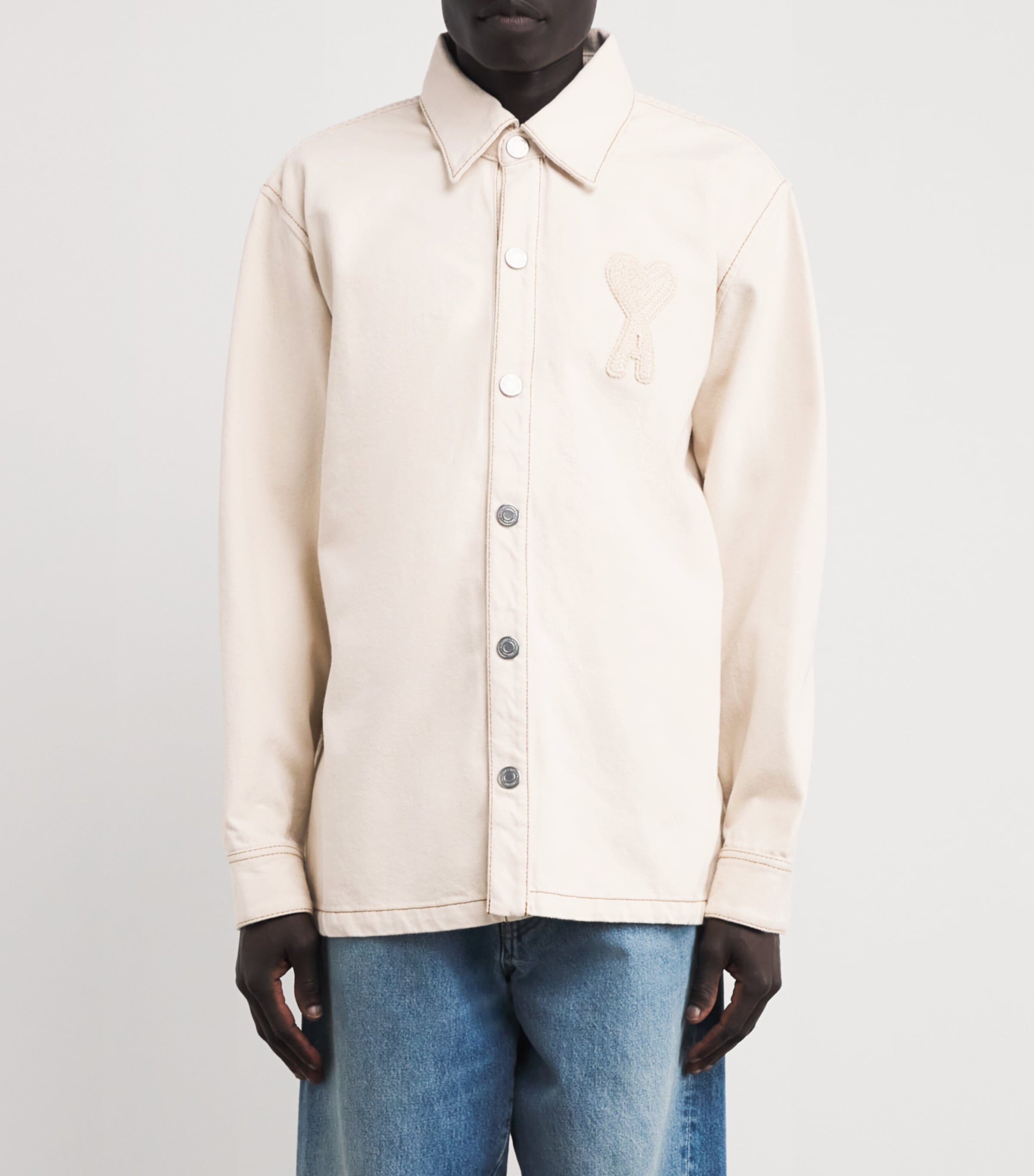 ★★AMI PARIS★★ Big Heart Logo Overshirt White Cream HJK27 WHITE CREAM Ami de Coeur Overshirt | AMI PARIS