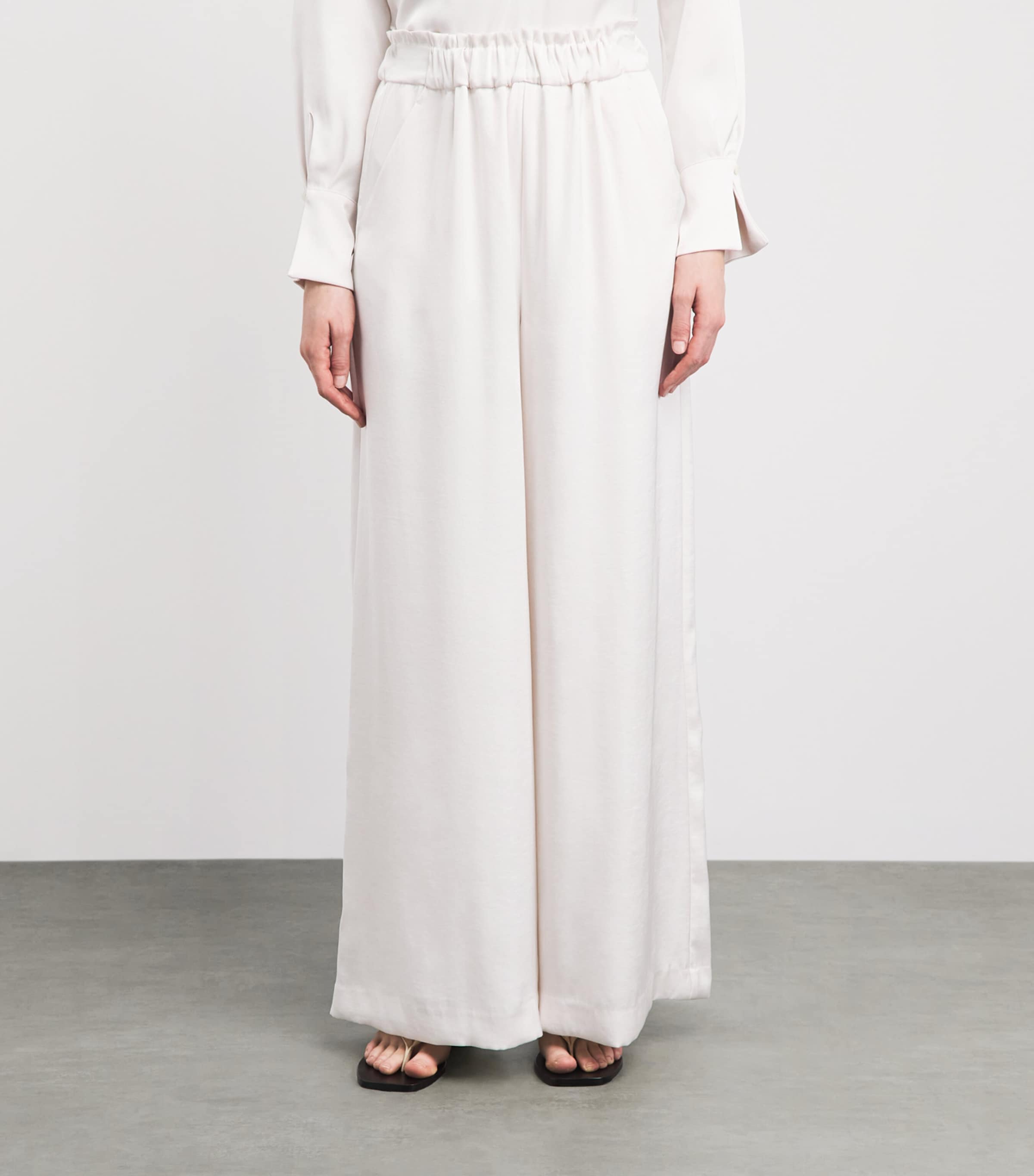 Claudie Pierlot Womens Satin Tailored Trousers Ivory Image 4