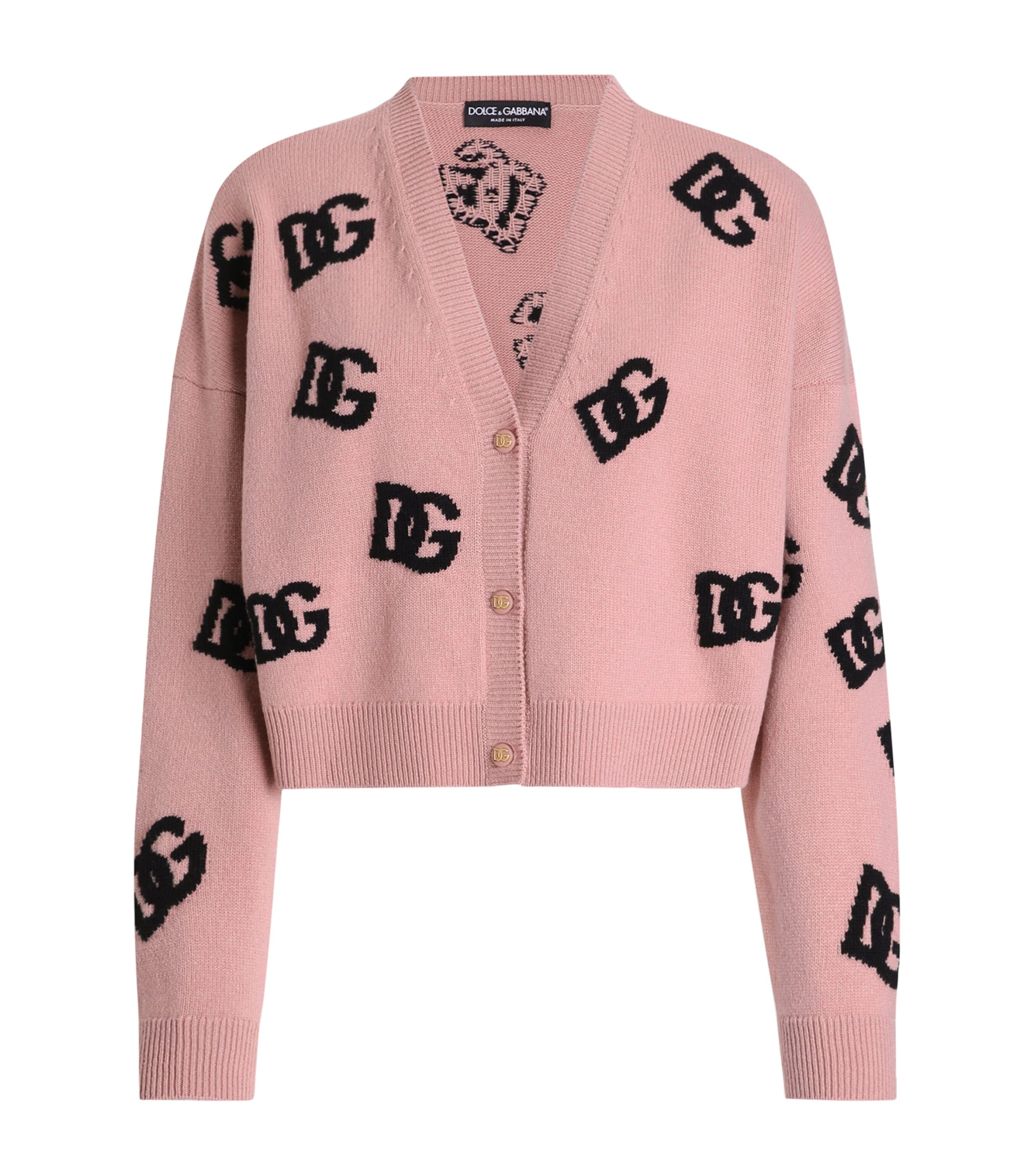 Dolce & Gabbana Wool Monogram Cropped Cardigan