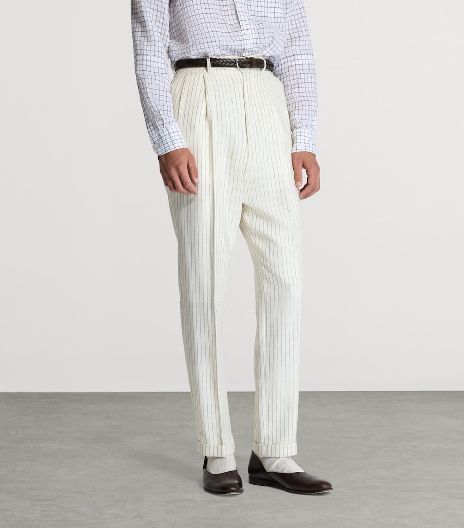 Dunhill Mens Pinstripe Straight Trousers Image 4