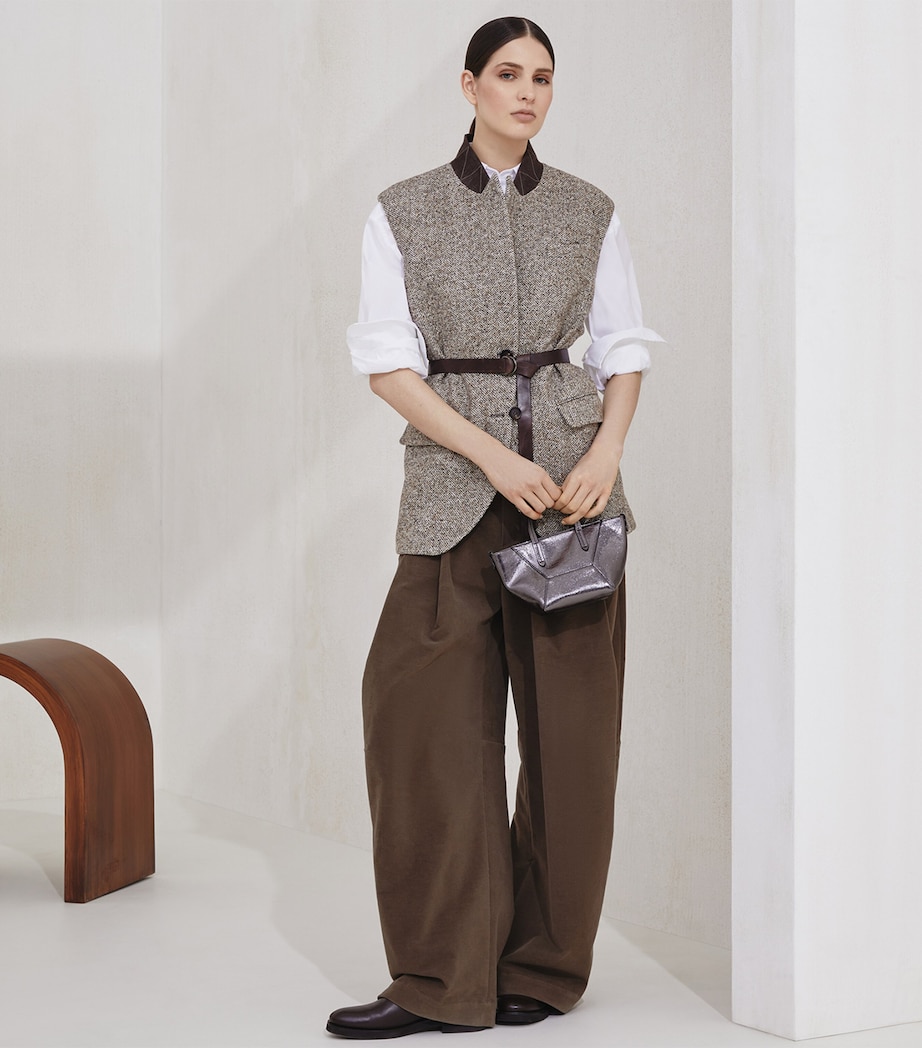 Virgin Wool-Silk Chevron Belted Vest C6286 Image 4