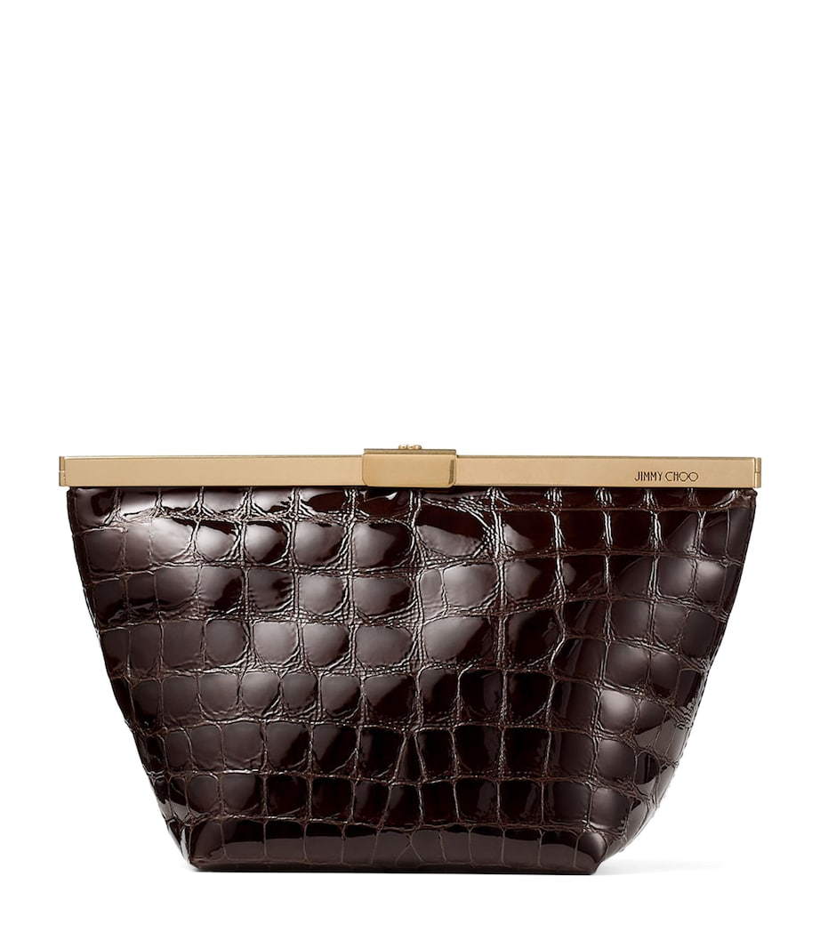 Croc-Embossed Ganache Clutch Bag SAMBUCO/GOLD Image 1