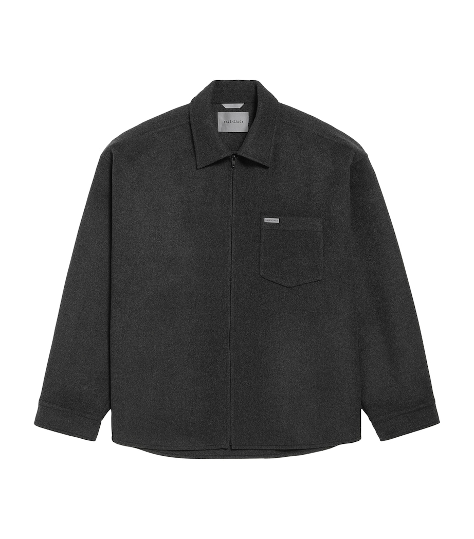 Balenciaga Mens Wool Oversized Zip-Up Overshirt Image 1