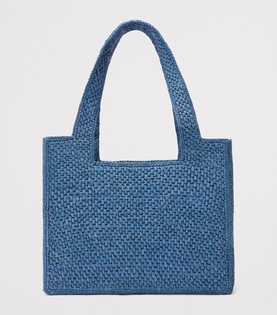 x Paula's Ibiza Medium Raffia Font Tote Bag LIGHT BLUE Image 4