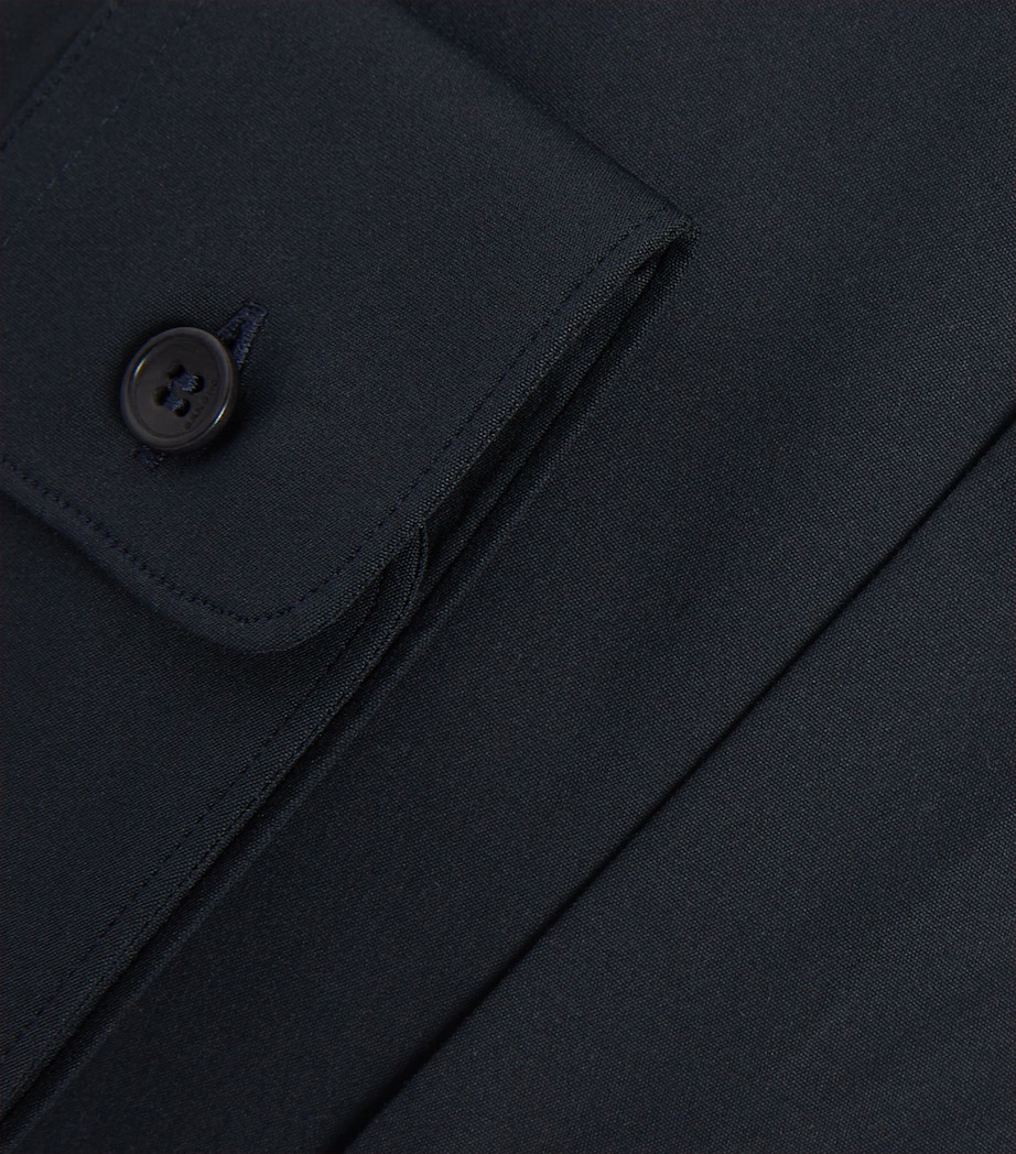 Cotton-Blend Point-Collar Shirt NAVY BLUE Image 5