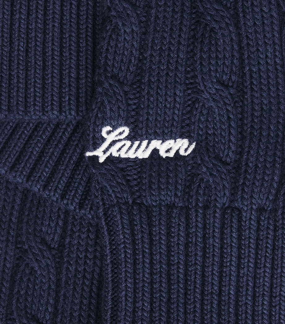 Polo Ralph Lauren Womens x Wimbledon Cotton Cable-Knit Polo Sweater Refined Navy Image 6