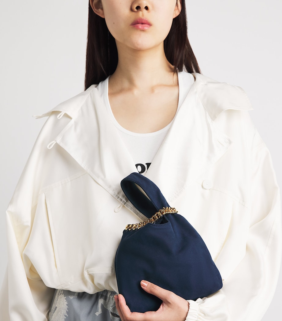 Stella McCartney Faux Suede Falabella Wristlet Clutch Bag Navy Image 2