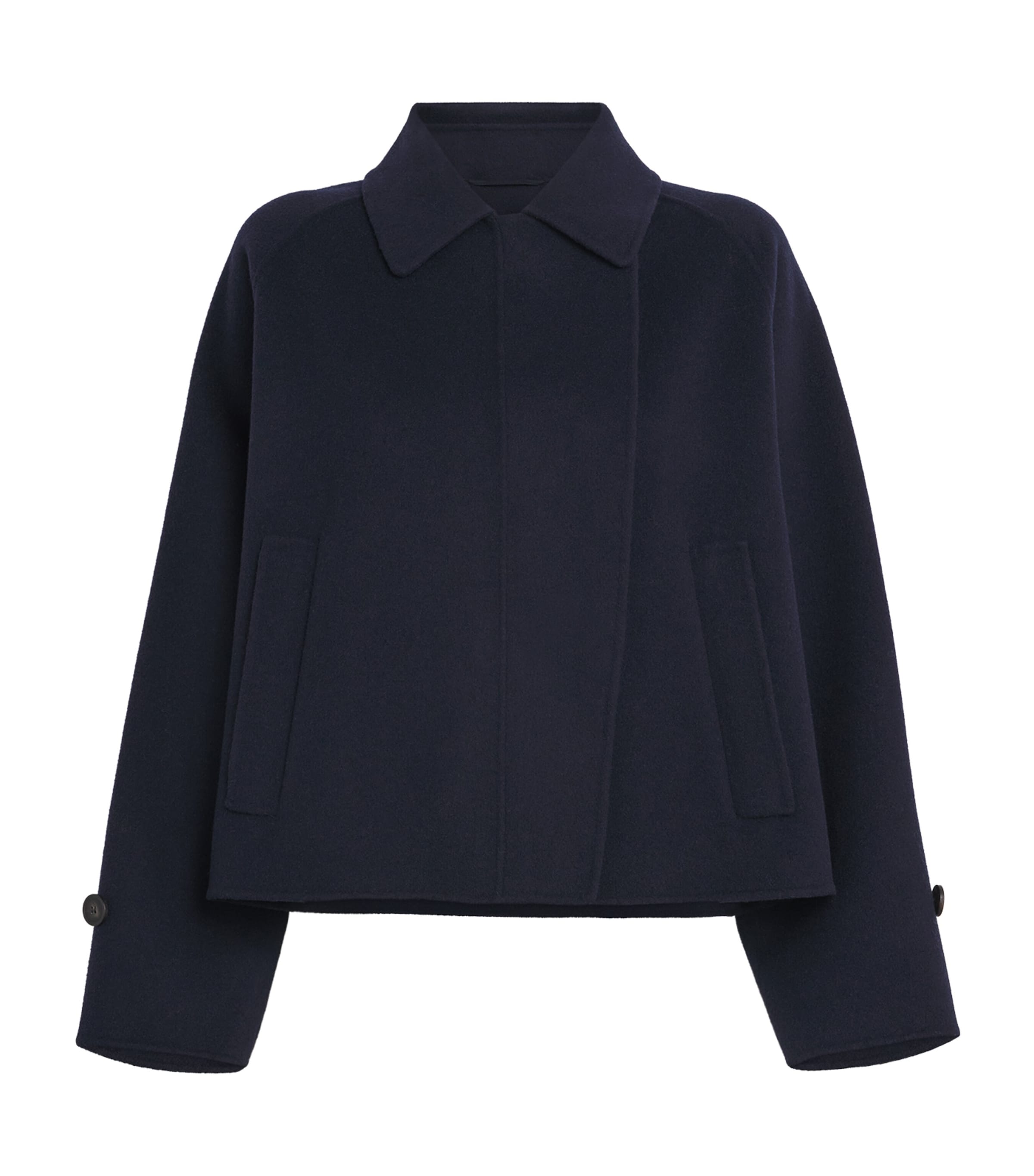 Weekend Max Mara Omens Navy Carella Raglan-sleeves Wool Coat In Blue
