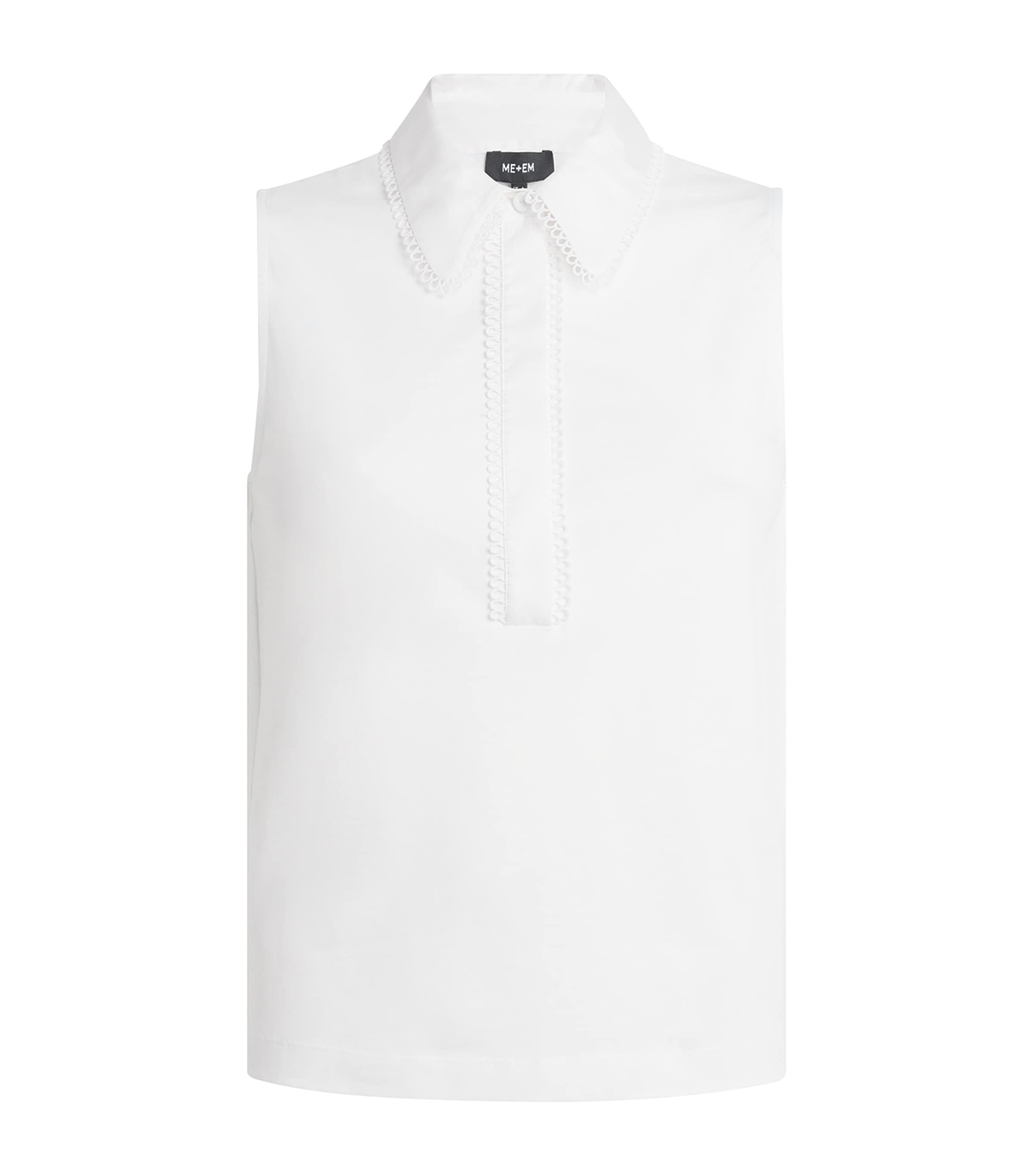 Cotton Collared Tank Top FRESH WHITE Image 1