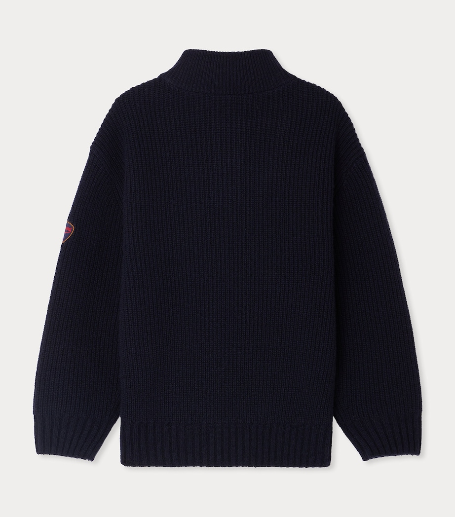 Wool Quarter-Zip Sweater (4-8 Years) RAYURES MARINE Image 2