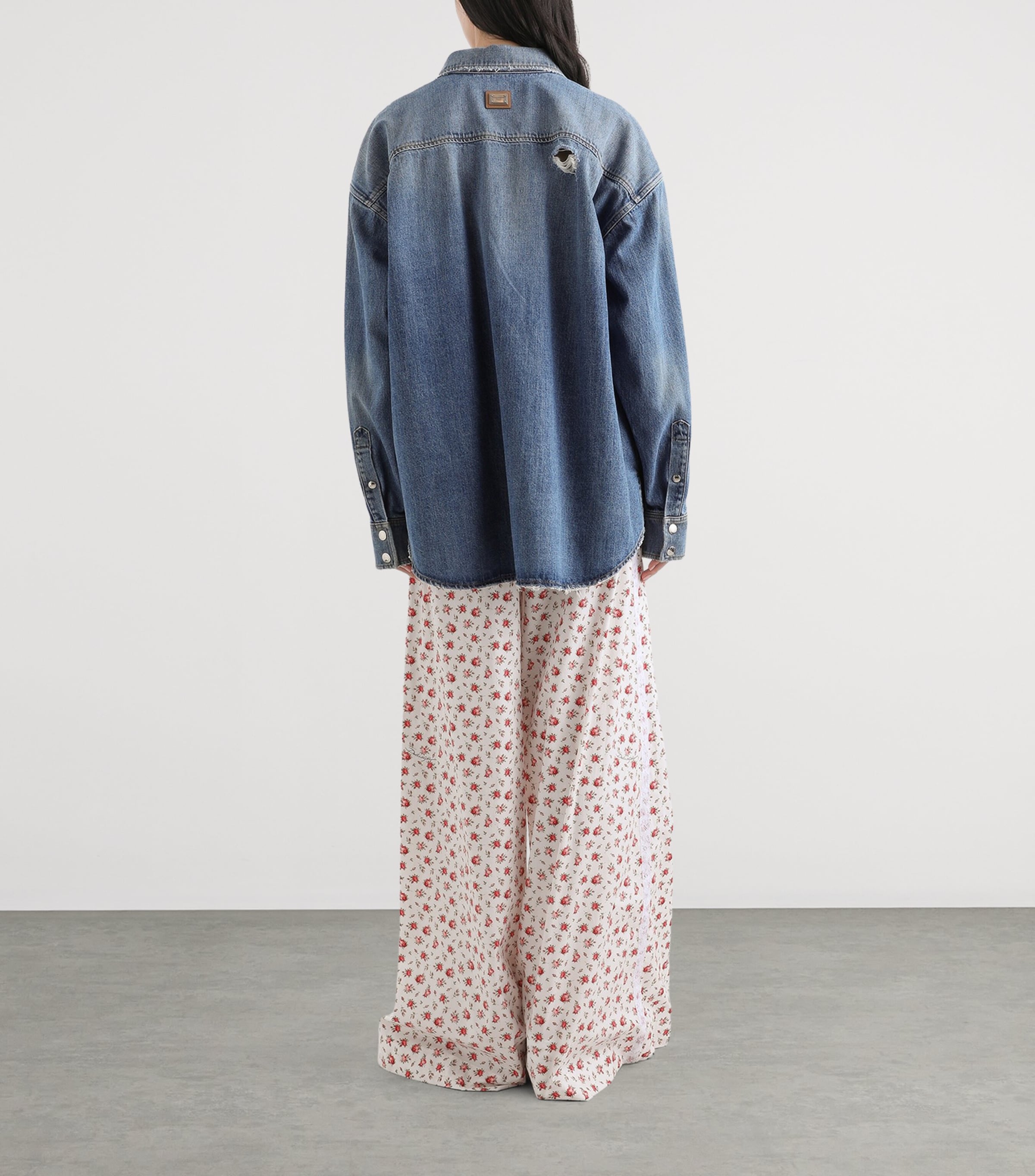 Dolce&Gabbana Womens Cotton-Blend Floral Trousers Rose Image 3