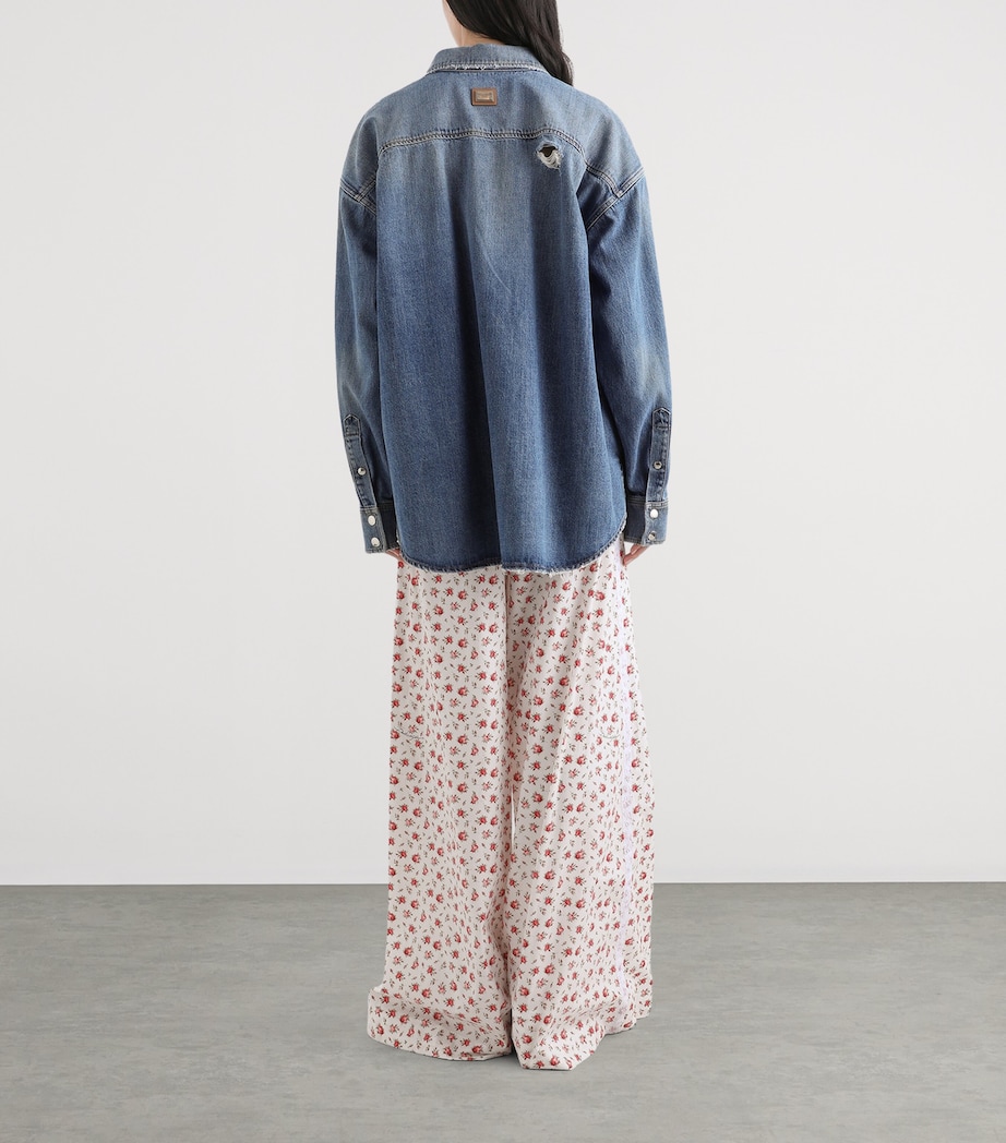 Dolce&Gabbana Womens Cotton-Blend Floral Trousers Rose Image 3