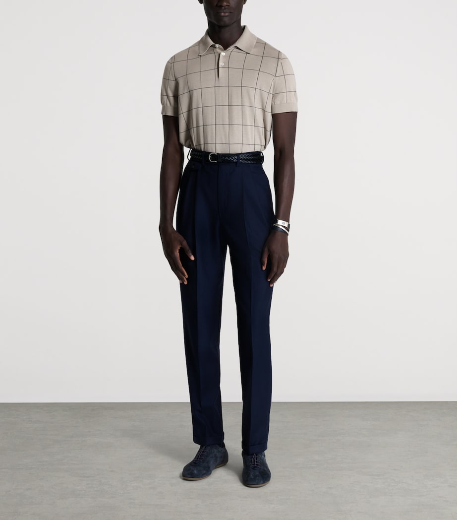 Dunhill Mens Cotton-Mulberry Silk Polo Shirt Sand Image 2
