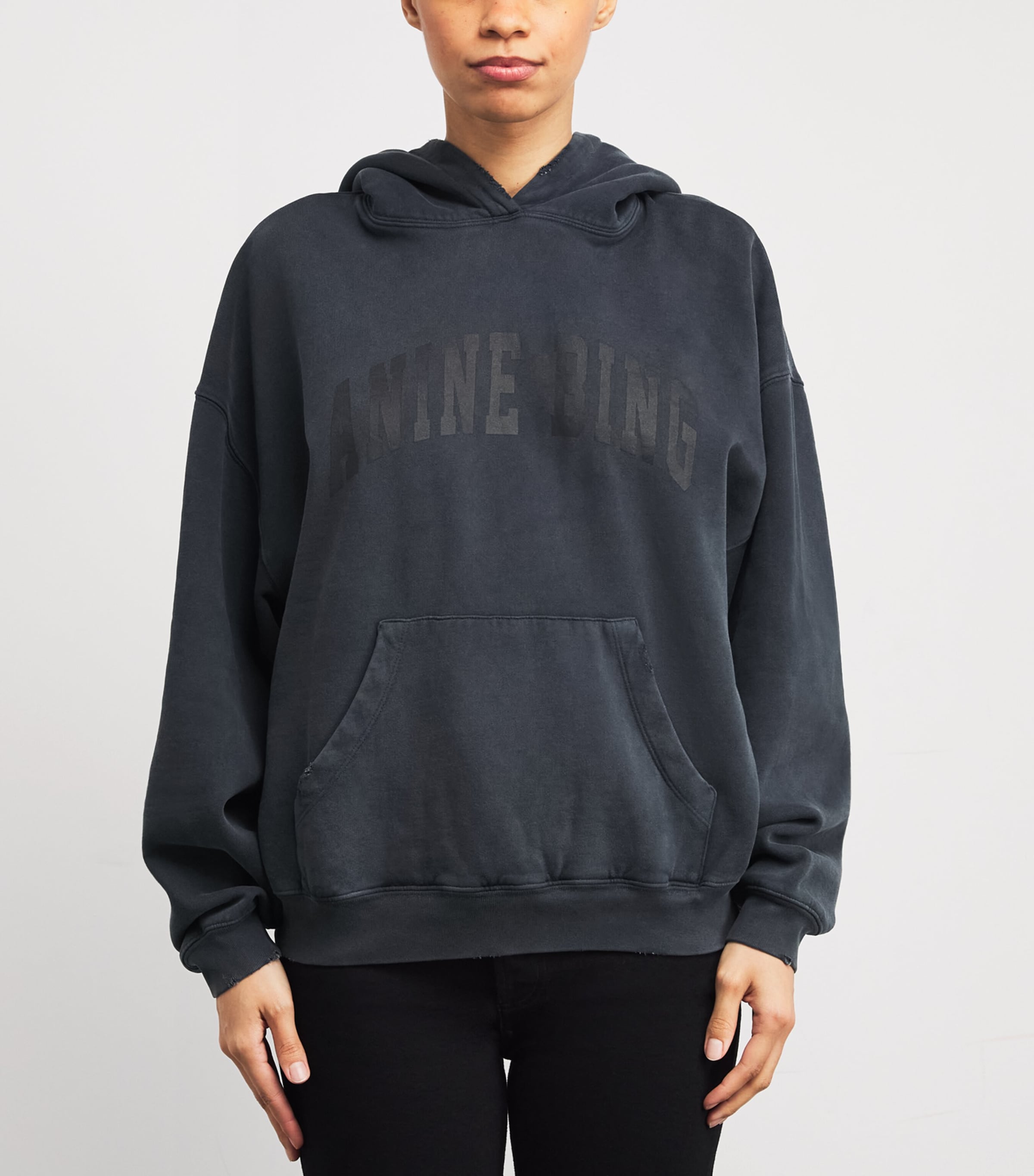 Cotton Harvey Hoodie WASHED BLACK Image 3