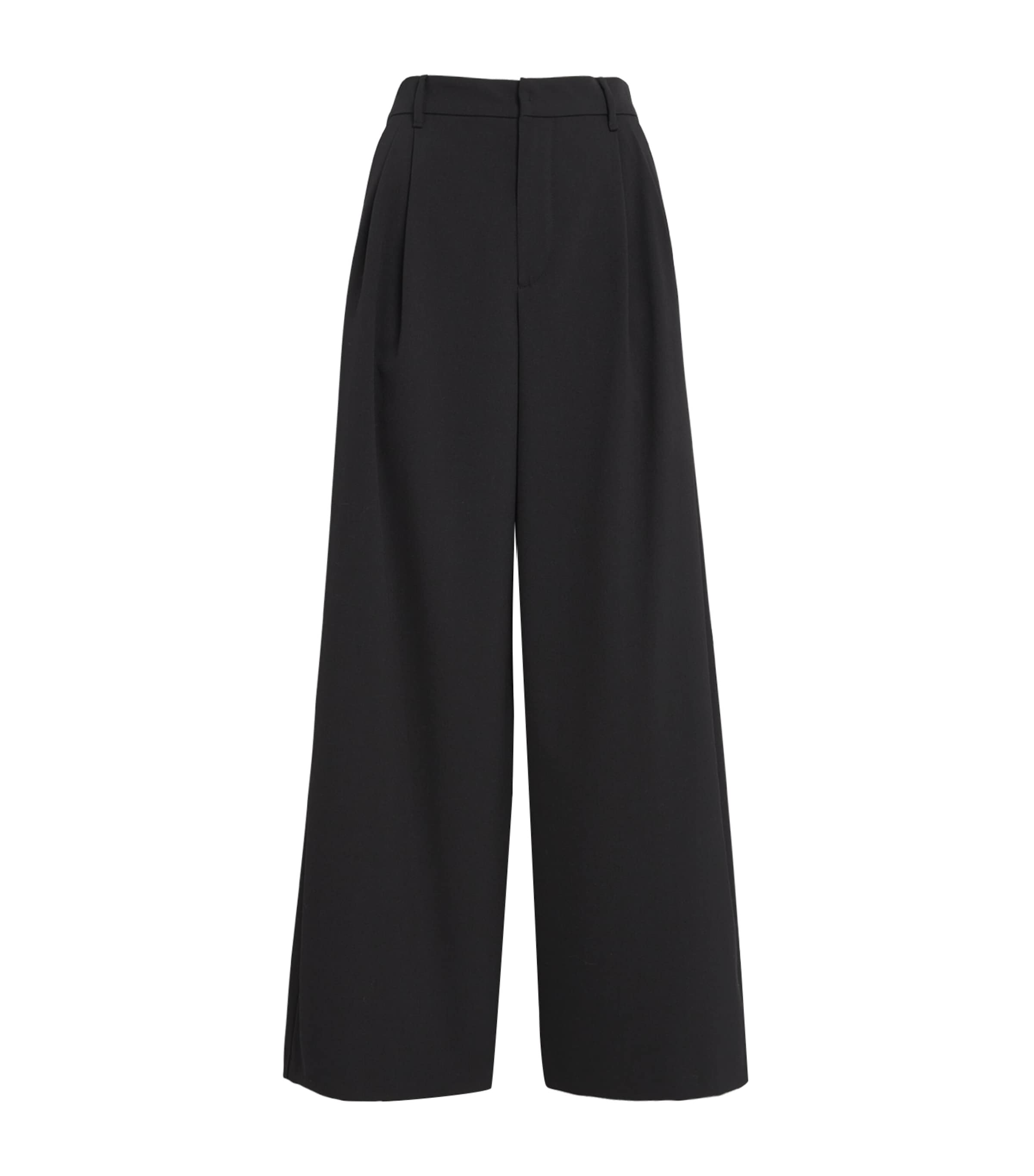 Max Mara Twill Wide-leg Trousers In Black