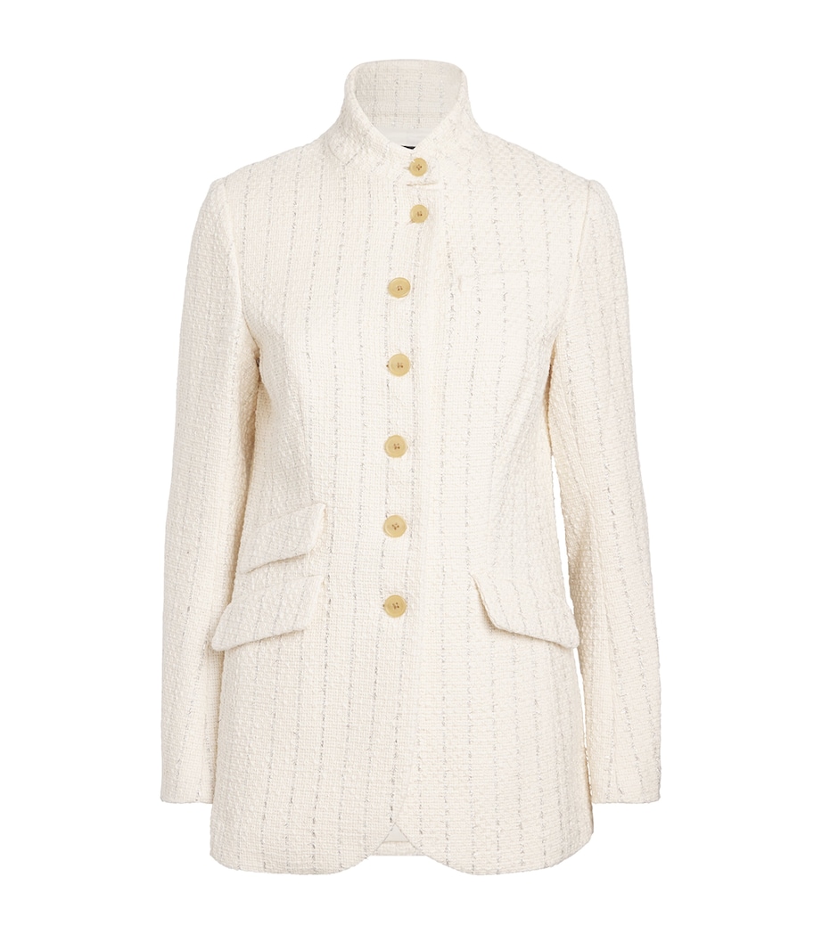 Rag & Bone Womens Metallic Tweed Slade Blazer Ivory Image 1