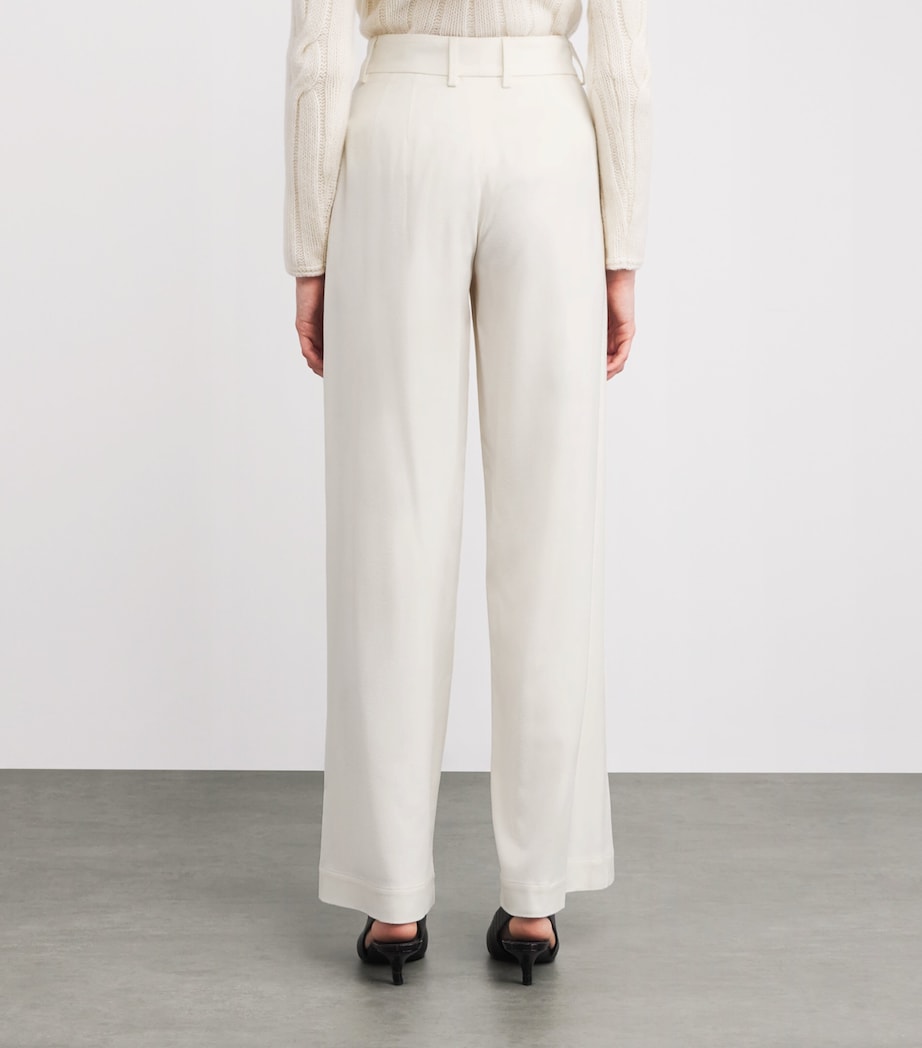 Kid Cashmere Wide-Leg Tailored Trousers 12218 WHITE Image 4