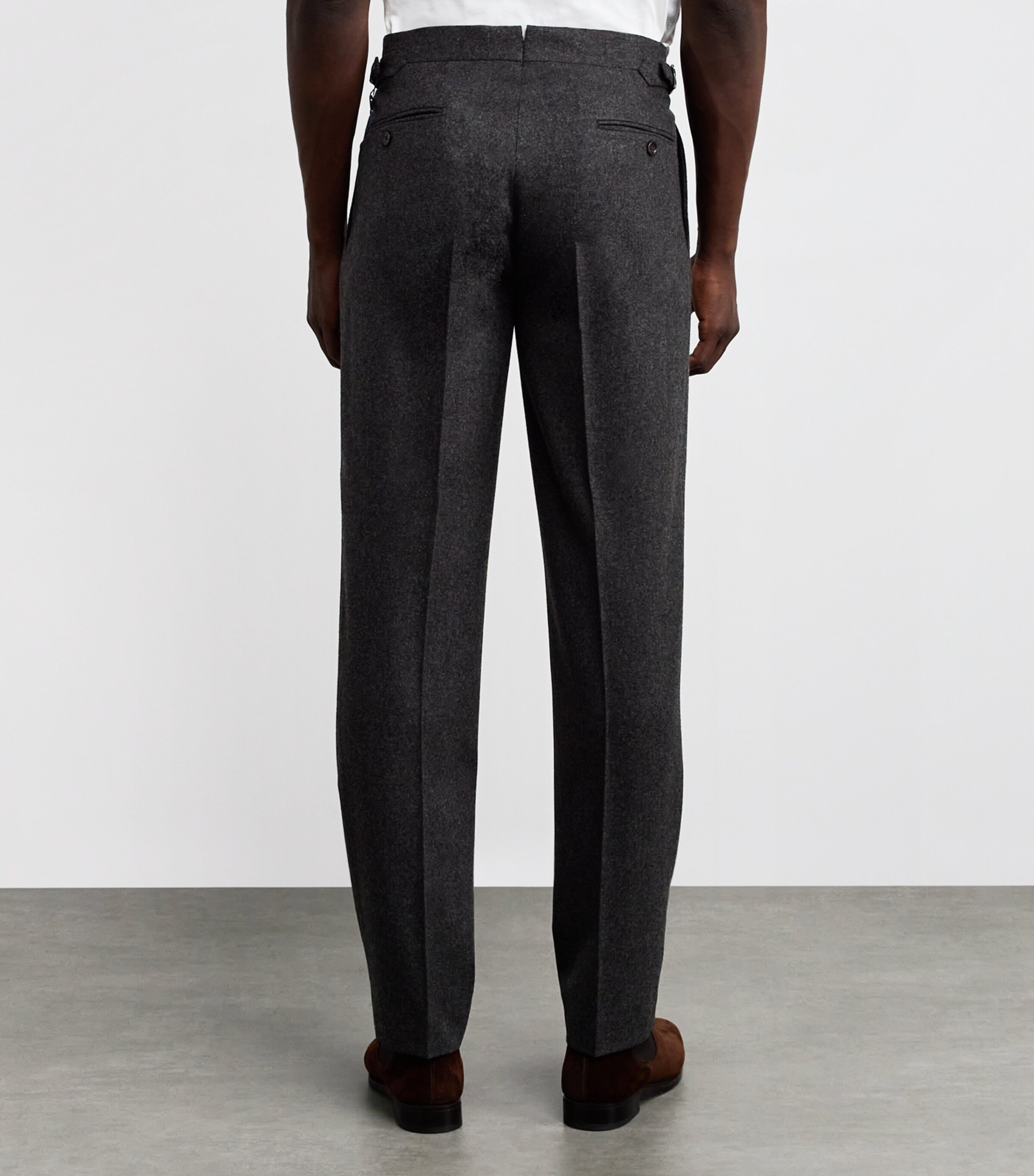 Polo Ralph Lauren Grey Wool Flannel Pleated Trousers | Harrods UK