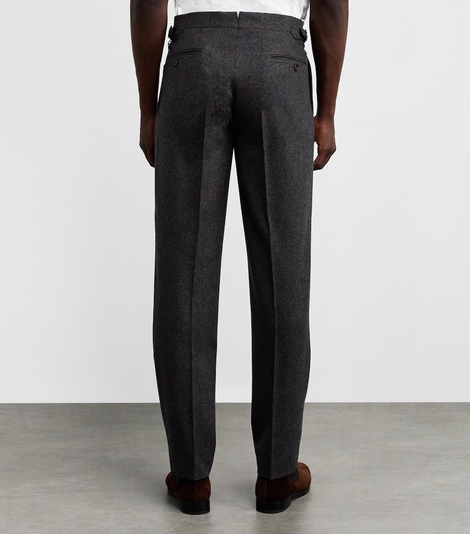 Polo Ralph Lauren Mens Wool Flannel Pleated Trousers Grey Image 4