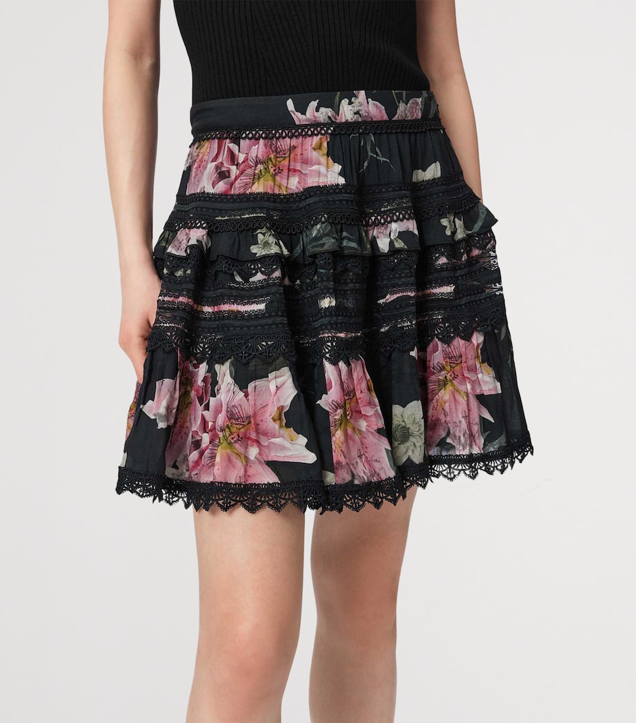 AllSaints Womens Floral Zora Mini Skirt Crystal Black Image 5