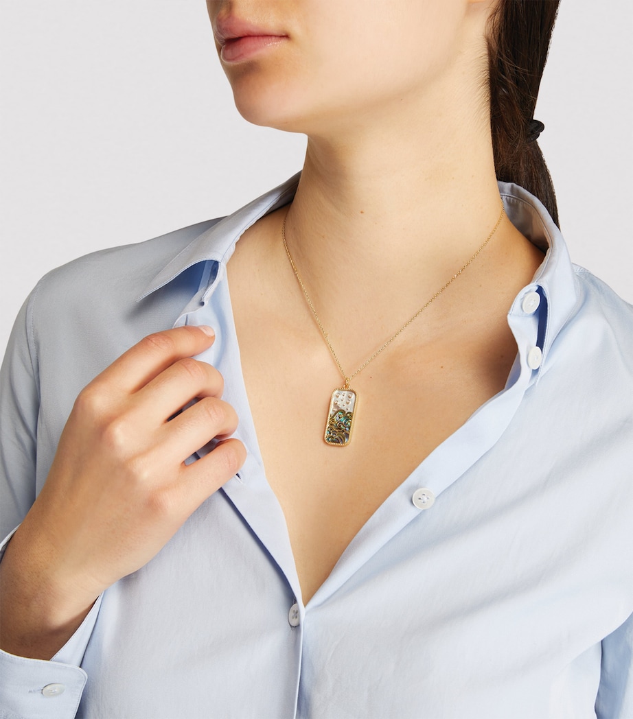 Yellow Gold, Diamond and Mother-of-Pearl Elements of Love Water Pendant Necklace YELLOW GOLD Image 4