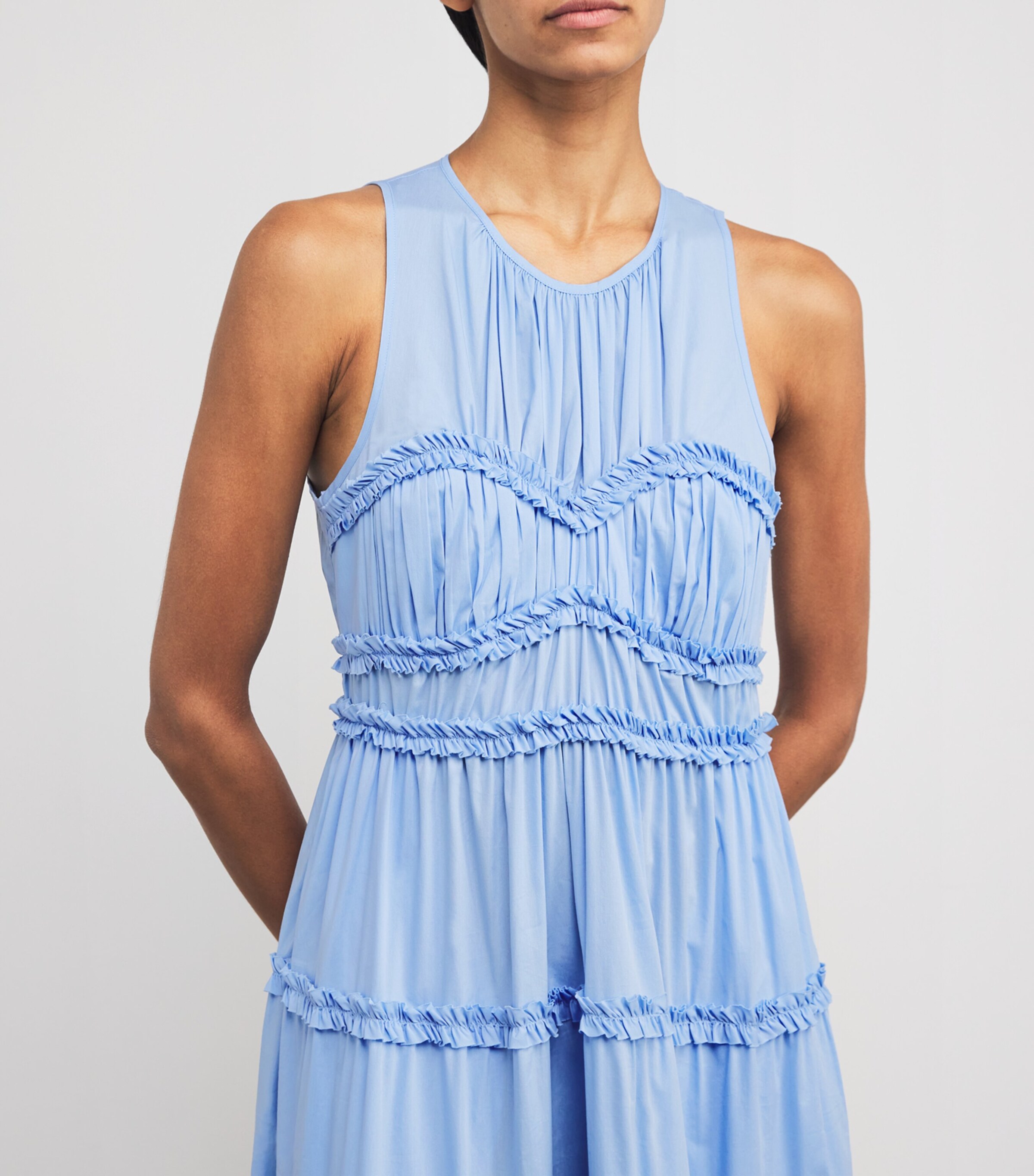 Cinq A Sept Womens Tiered Sirinna Midi Dress Blue Hydrangea Image 6