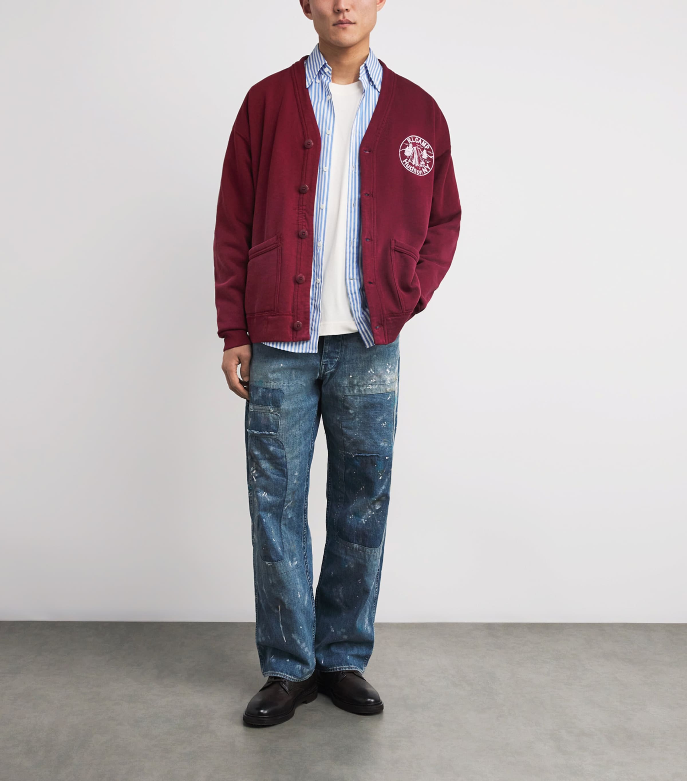 Cotton Jersey Varsity Cardigan RED Image 2