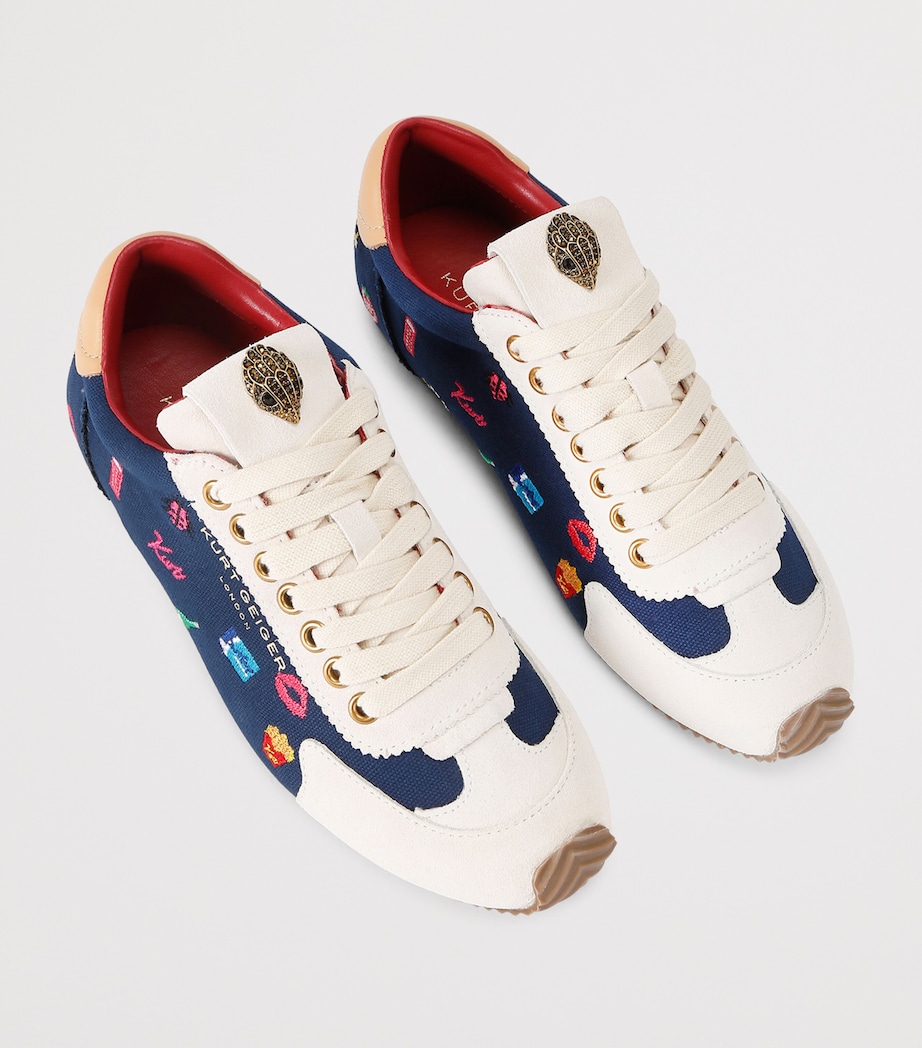 Kurt Geiger London Canvas Embroidered Islington Sneakers Navy Image 4