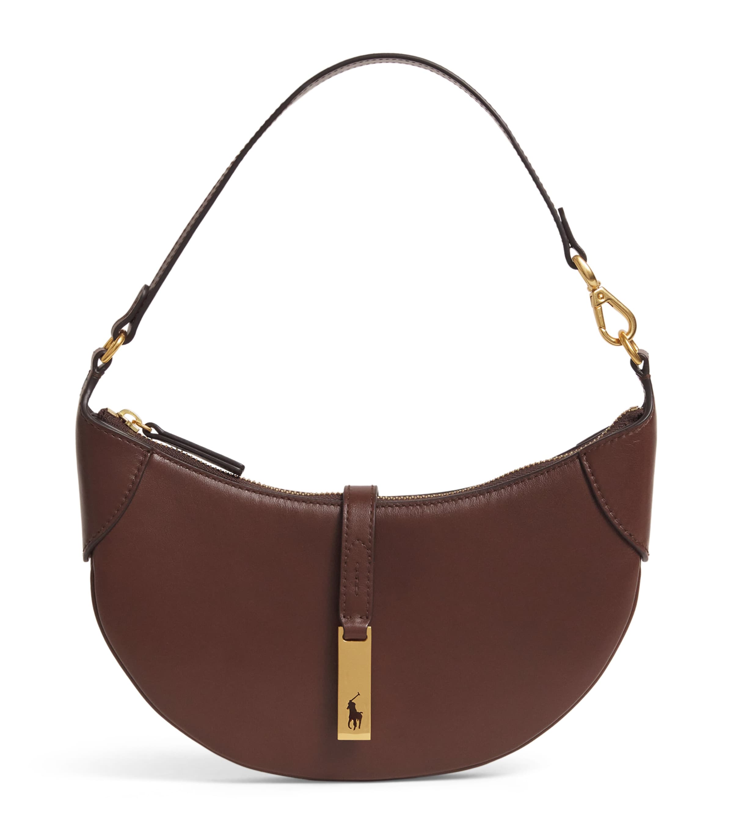 Polo Ralph Lauren Mini Leather Id Shoulder Bag In Brown