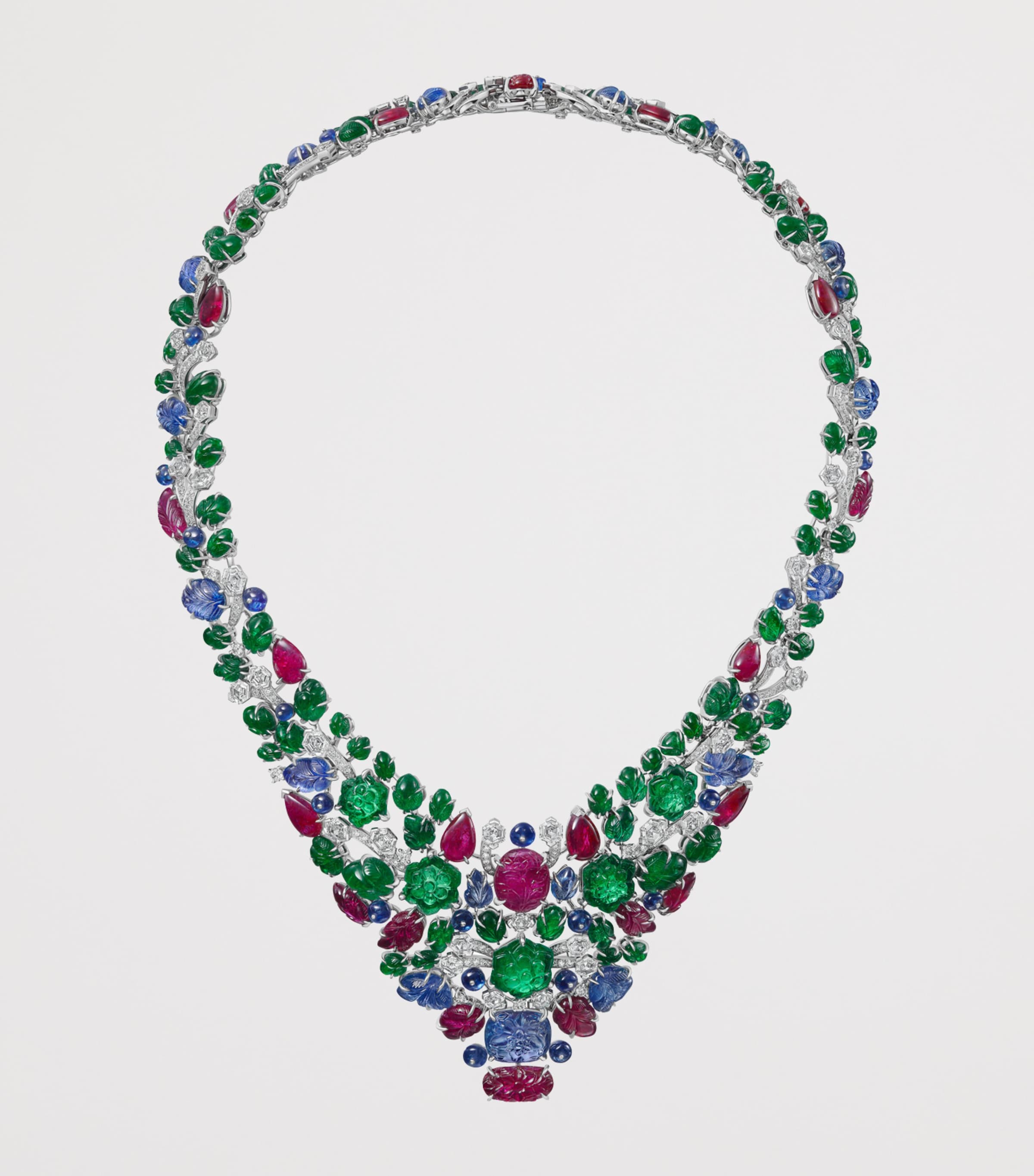 Cartier Platinum, Diamond and Emerald Tutti Kanya Necklace Platinum Image 7