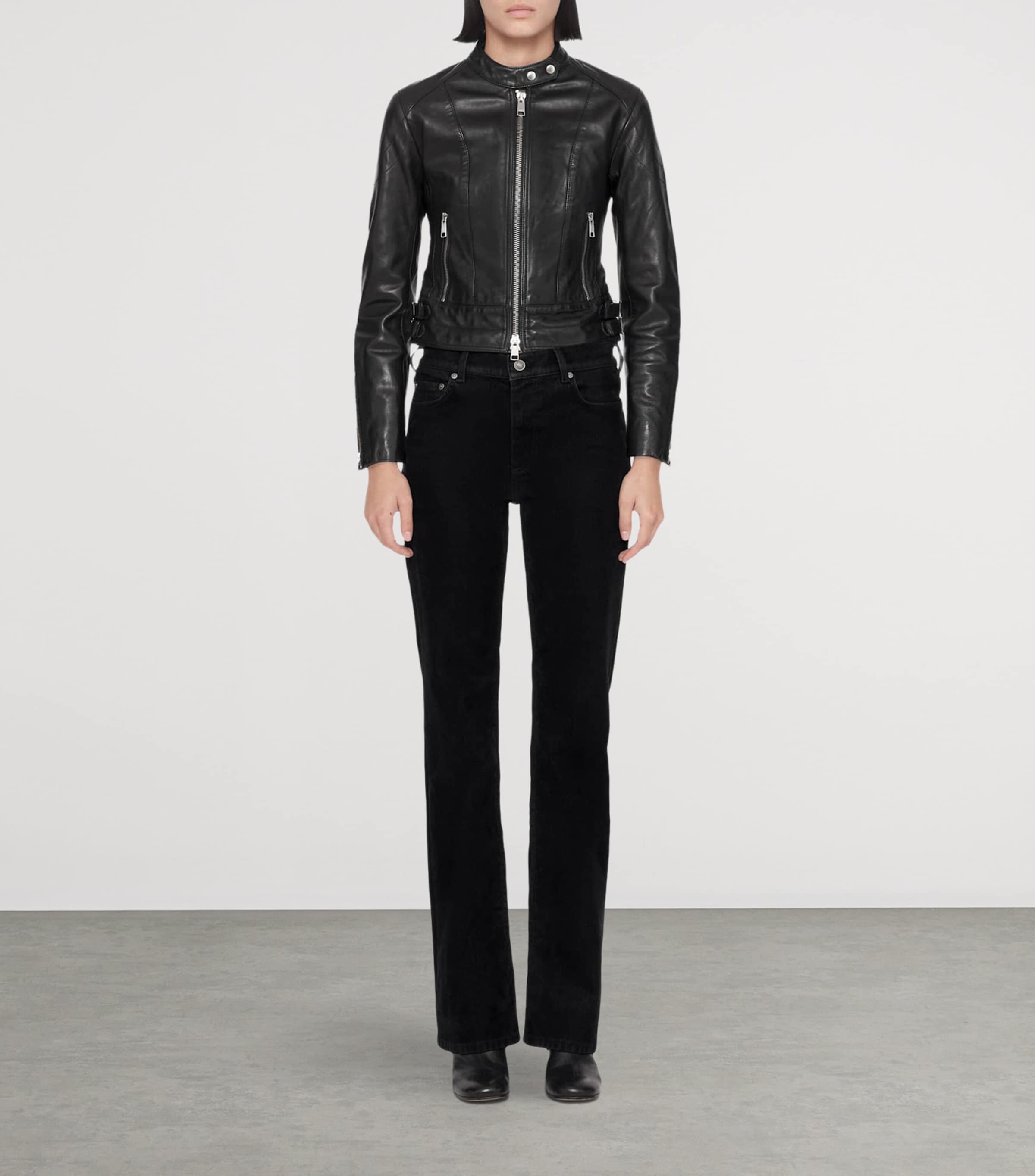 AllSaints Womens Comet Leather Jacket Black Image 2