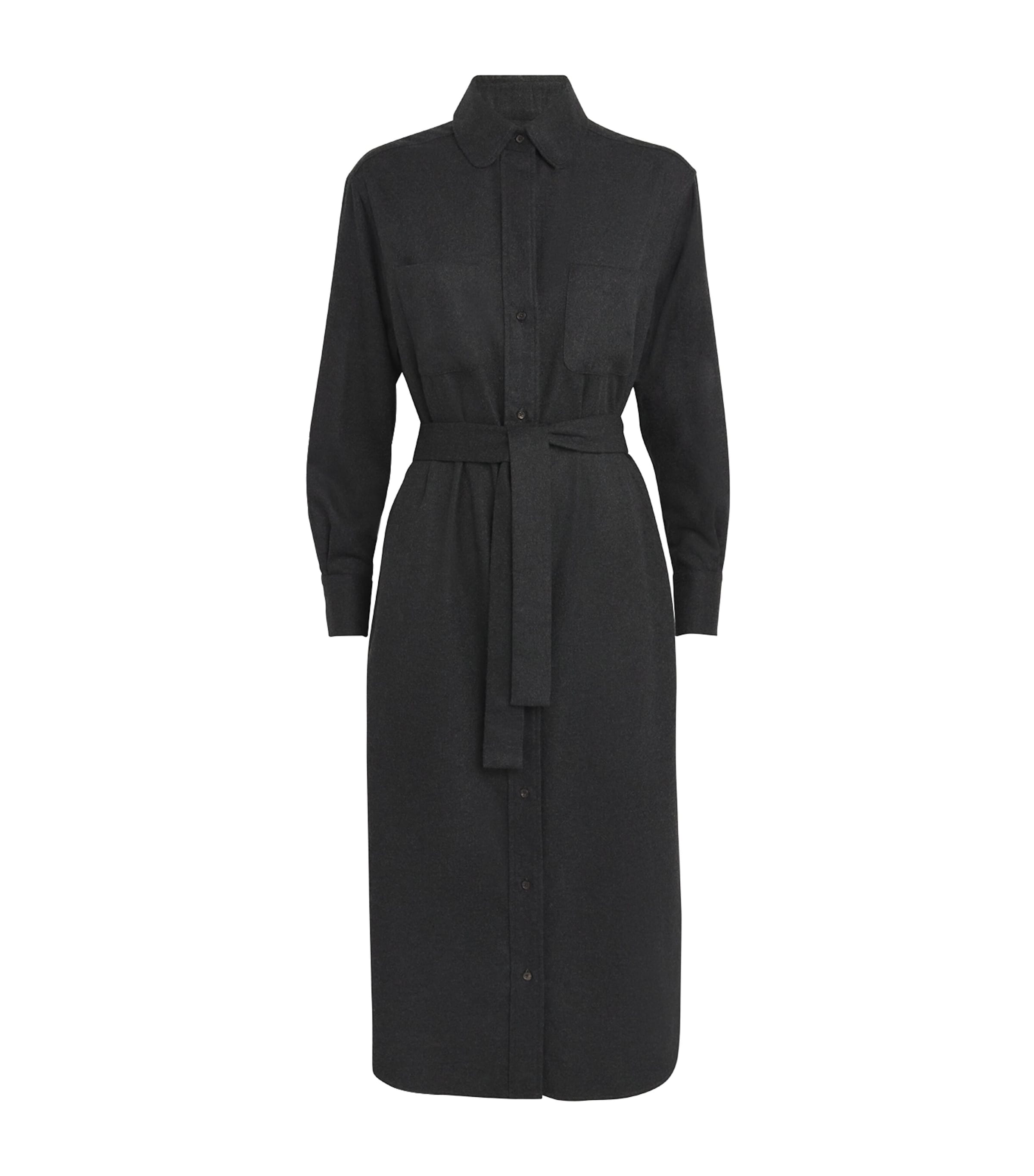 Thom Browne Silk-blend Midi Shirt Dress In Grey
