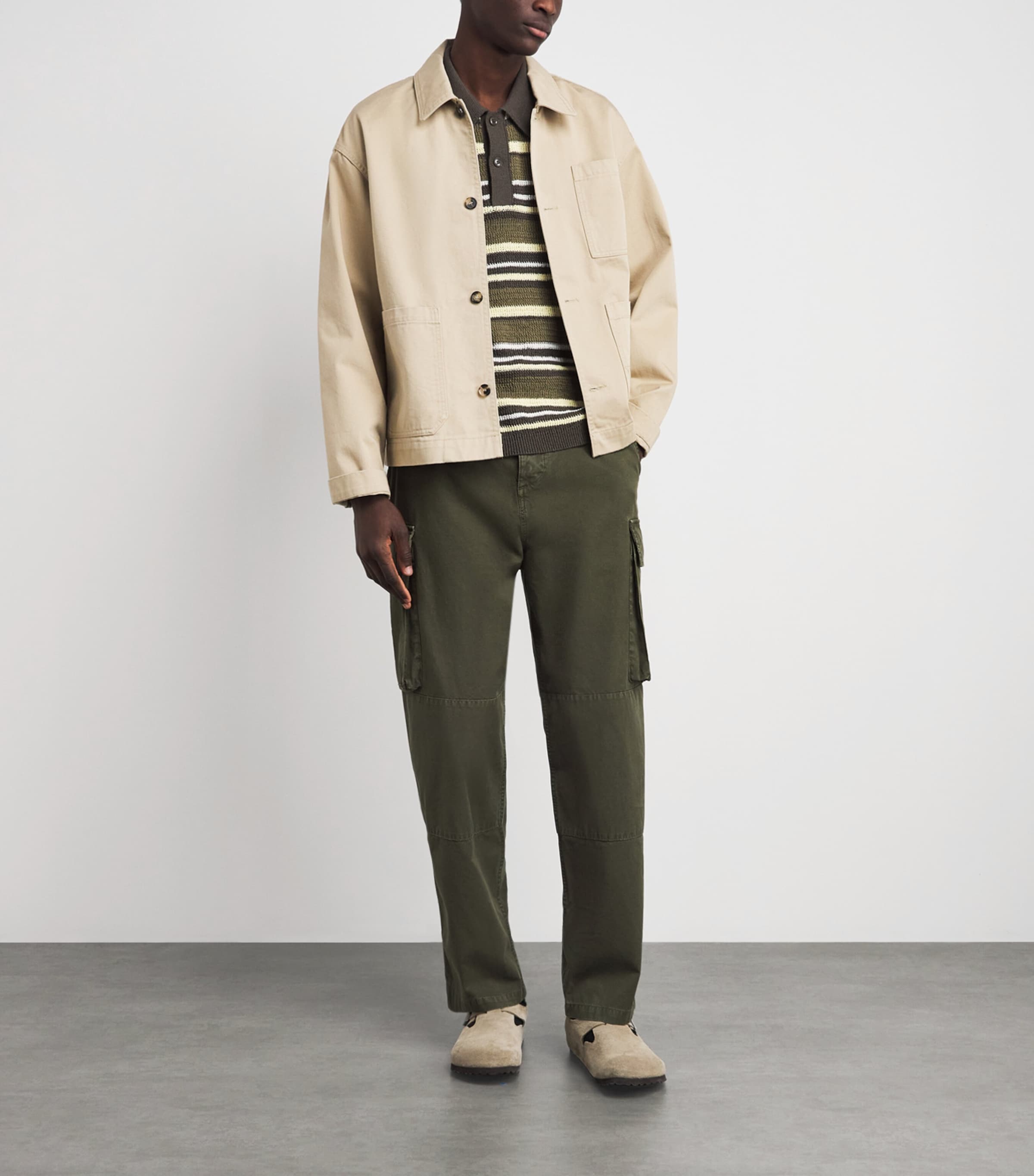 JW Anderson Mens Cotton Cargo Trousers Khaki Image 2