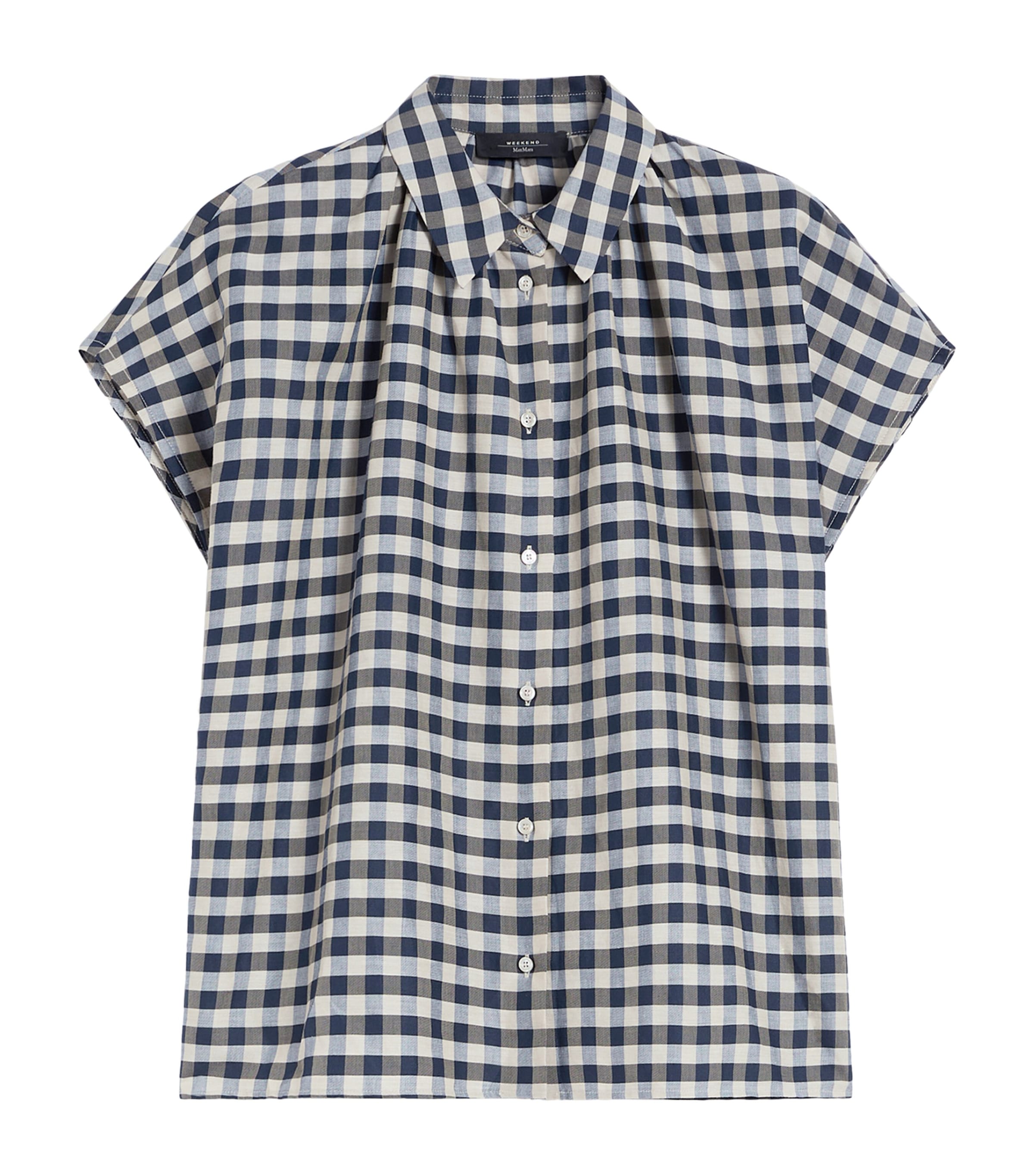 Weekend Max Mara Womens Cotton-Blend Check Shirt Navy Image 1