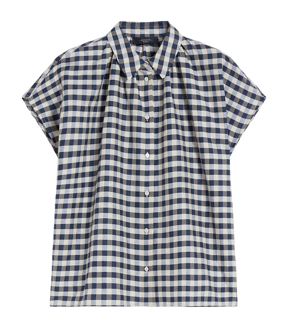 Weekend Max Mara Womens Cotton-Blend Check Shirt Navy Image 1