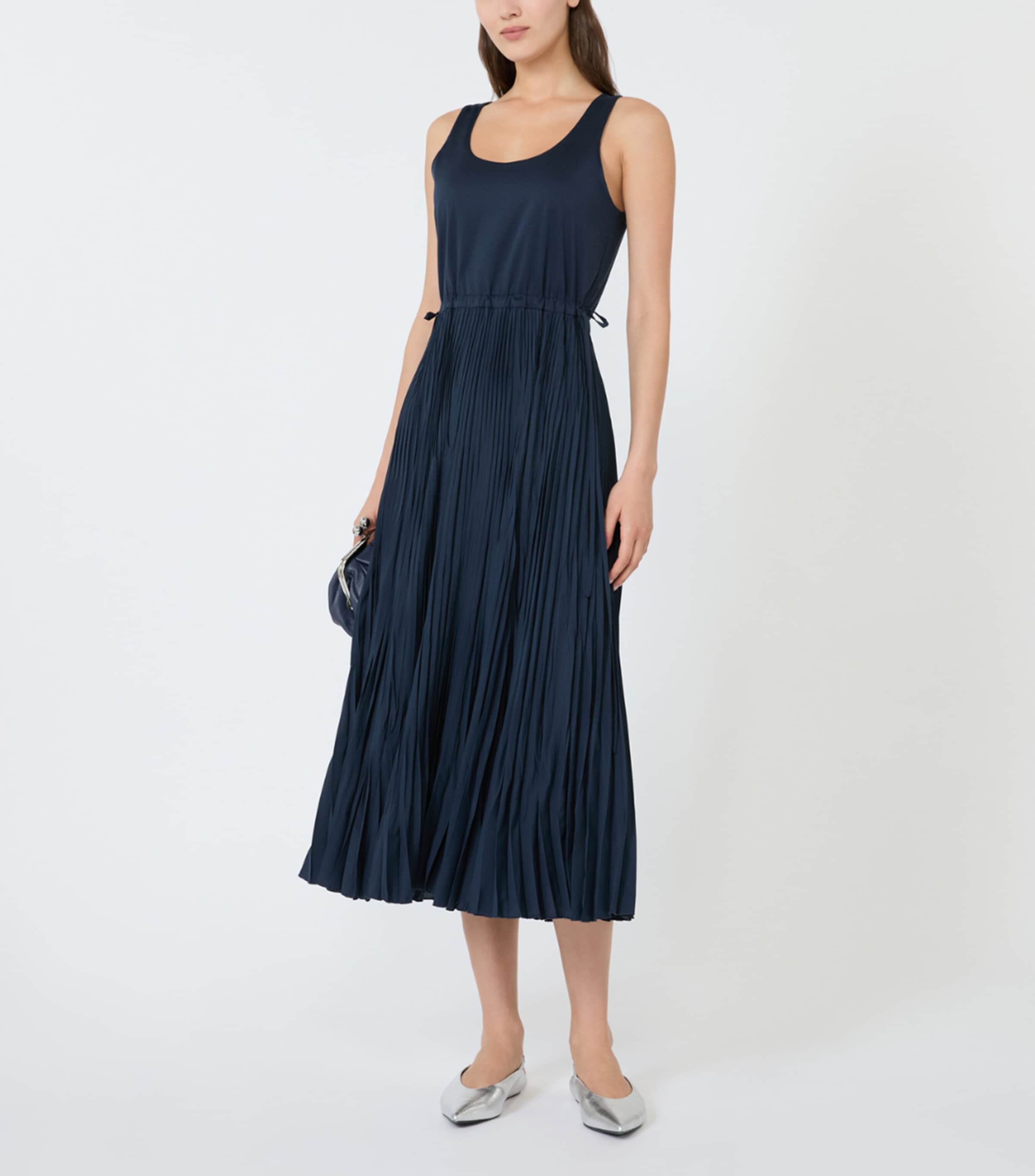 Weekend Max Mara Womens Pleated Maxi Dress Navy Image 2