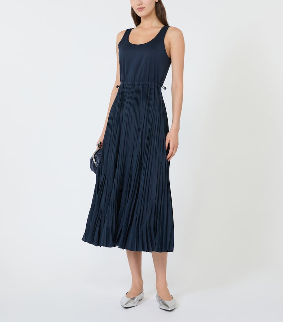 Weekend Max Mara Womens Pleated Maxi Dress Navy Image 2