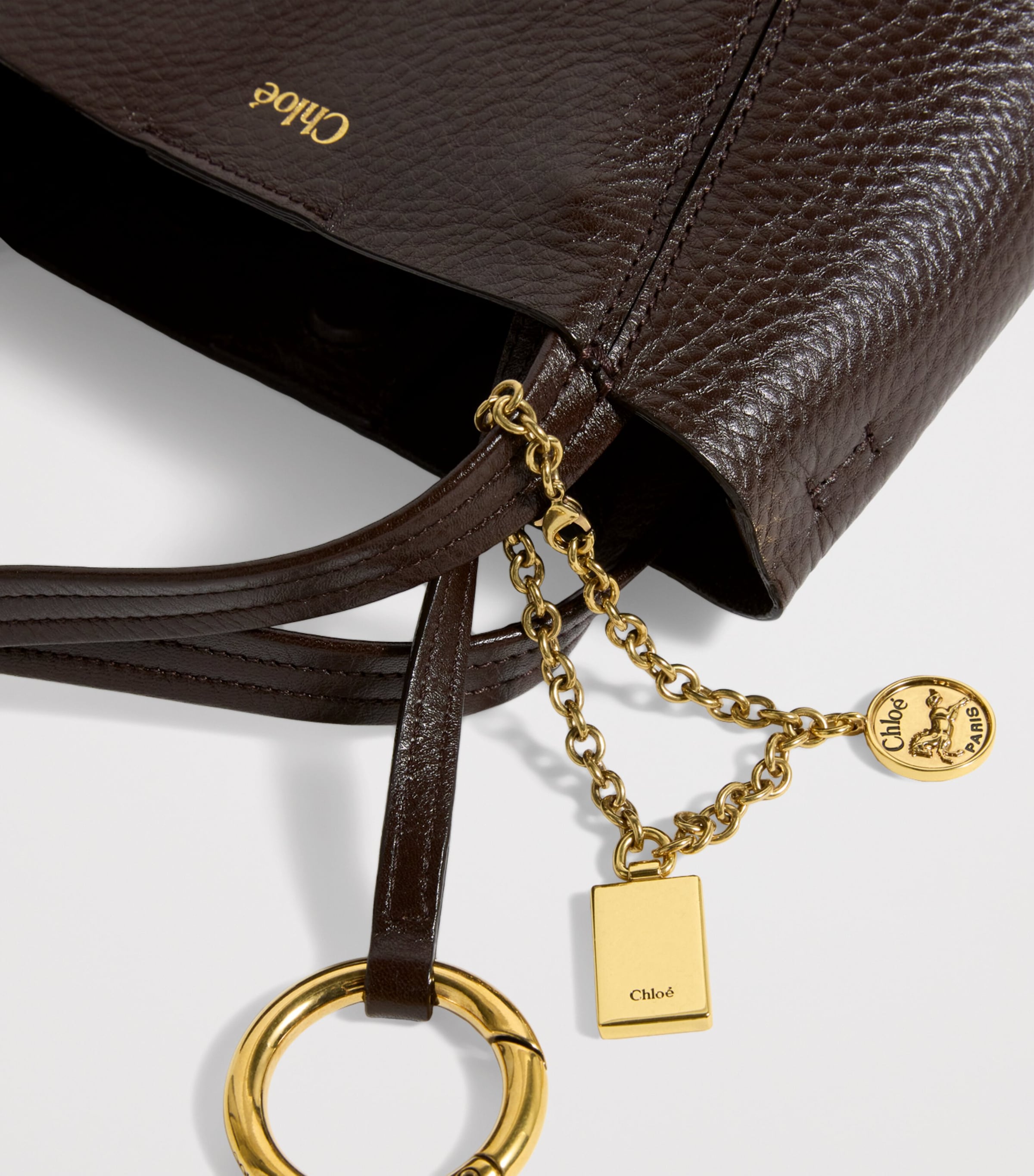 Chloé Small Calfskin Spin Tote Bag Kohl Brown Image 4