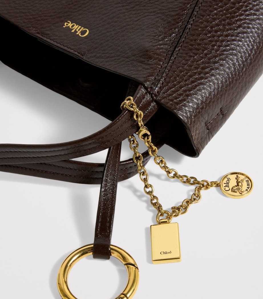 Chloé Small Calfskin Spin Tote Bag Kohl Brown Image 4