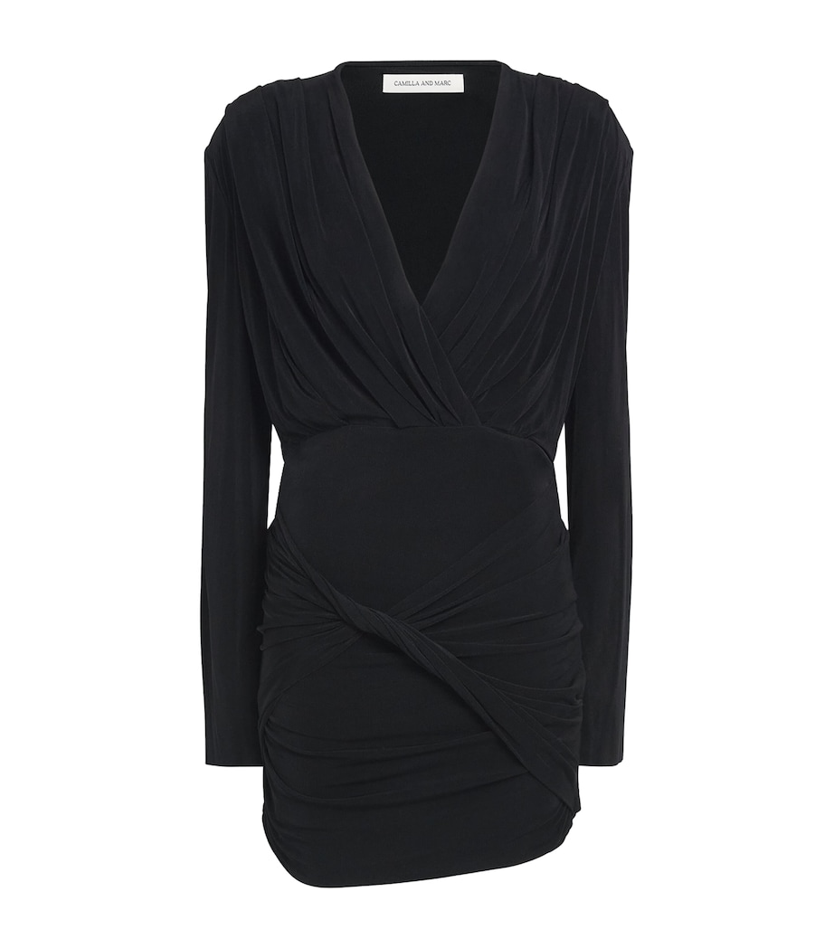 CAMILLA AND MARC Womens Draped Katerina Mini Dress Dblk Black Image 1